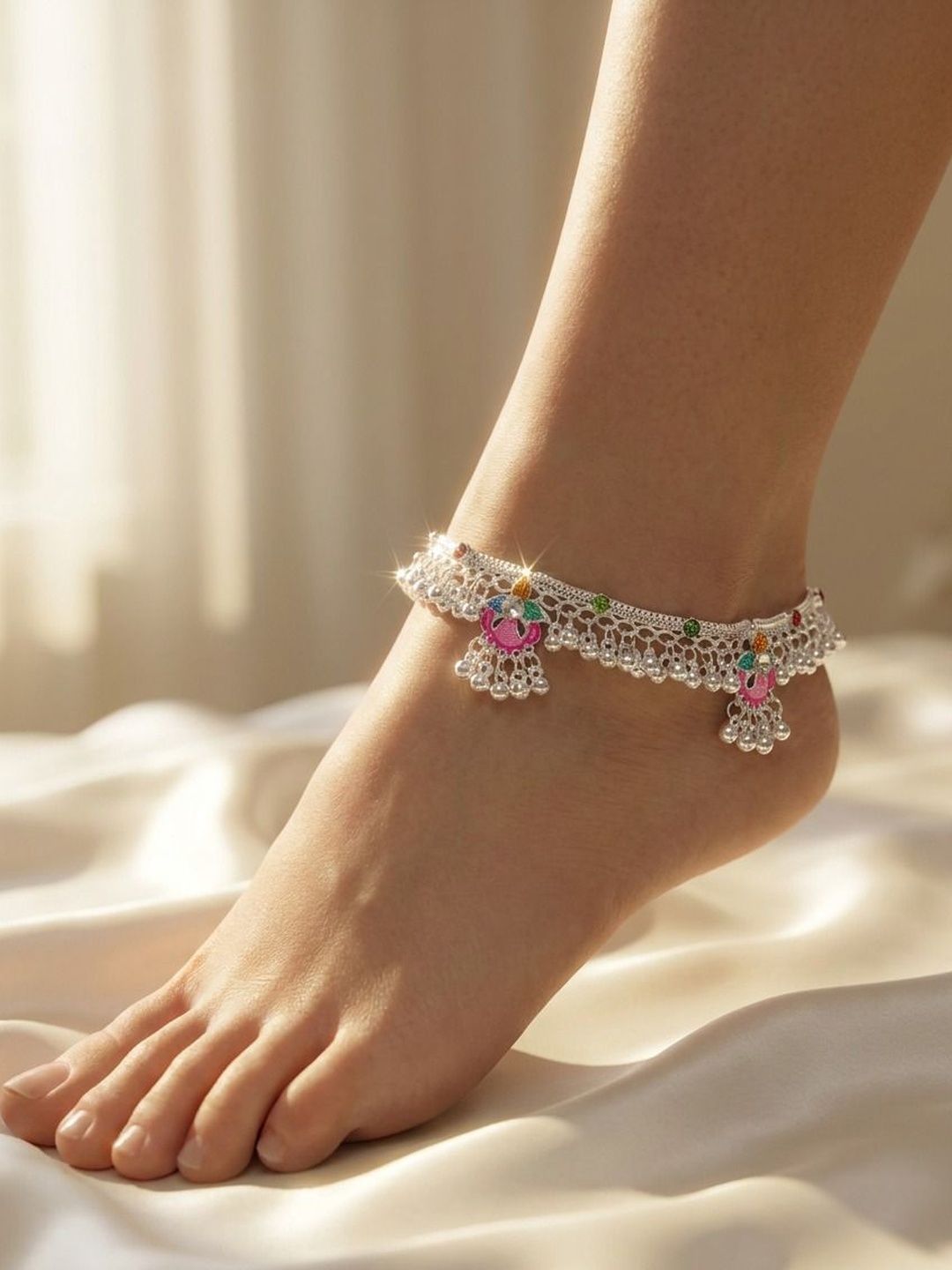 Adorn Your Ankles: Exquisite Silver-Plated Indian Anklets (Payal) for Women
