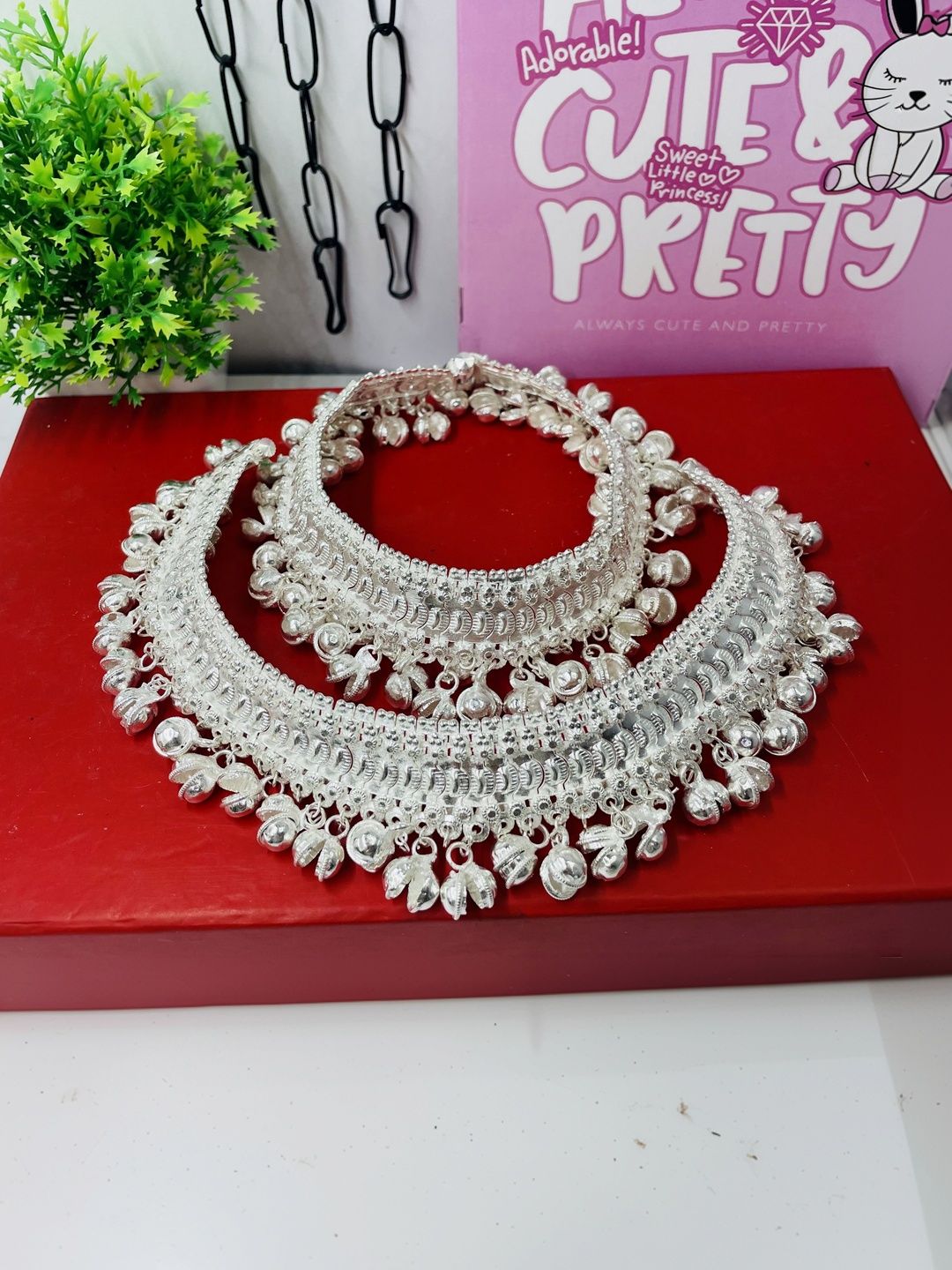 Adorn Your Ankles: Stylish Silver-Plated Indian Anklets (Payal) for Women