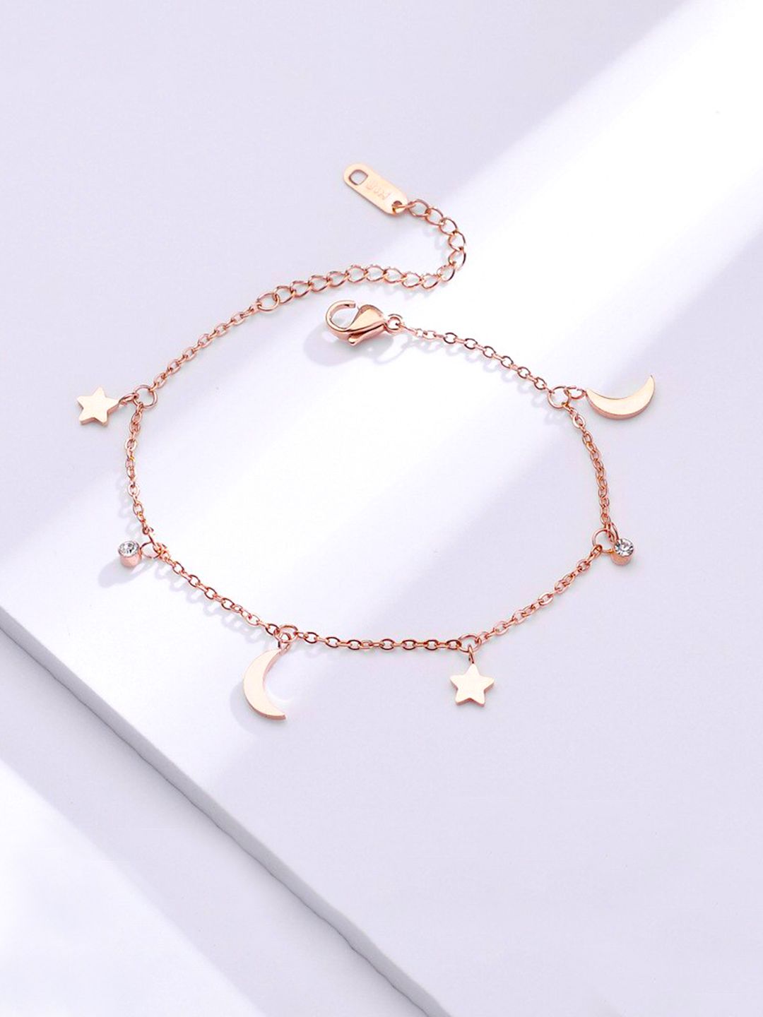 Celestial Rose Gold-Plated Anklet | Star & Moon Charm Payal for Indian Women