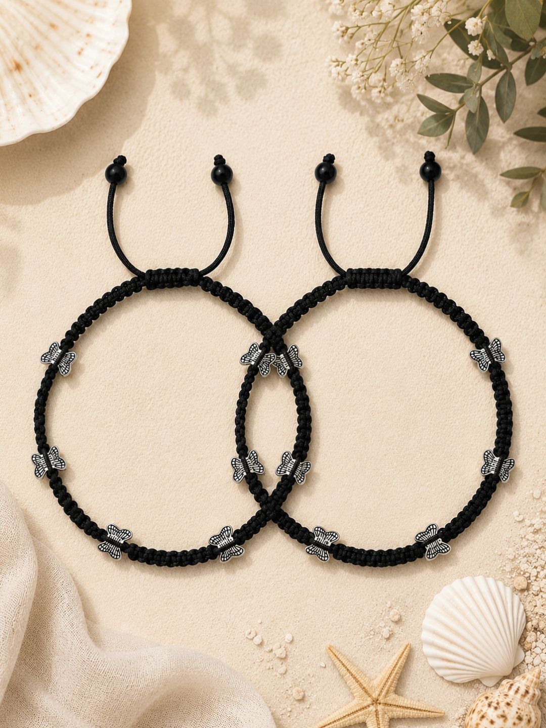 Chic Black Butterfly Anklets for Women | Stylish Artificial Silver Payal