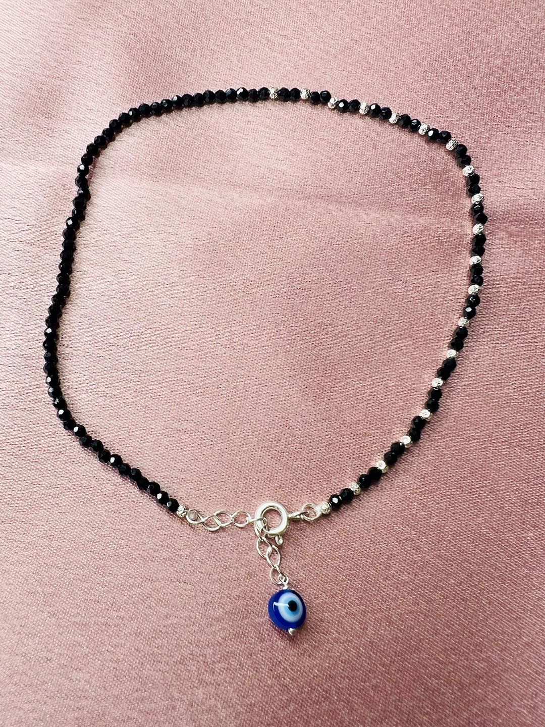 Chic Evil Eye Black Beaded Anklet - Stylish Artificial Payal for Women
