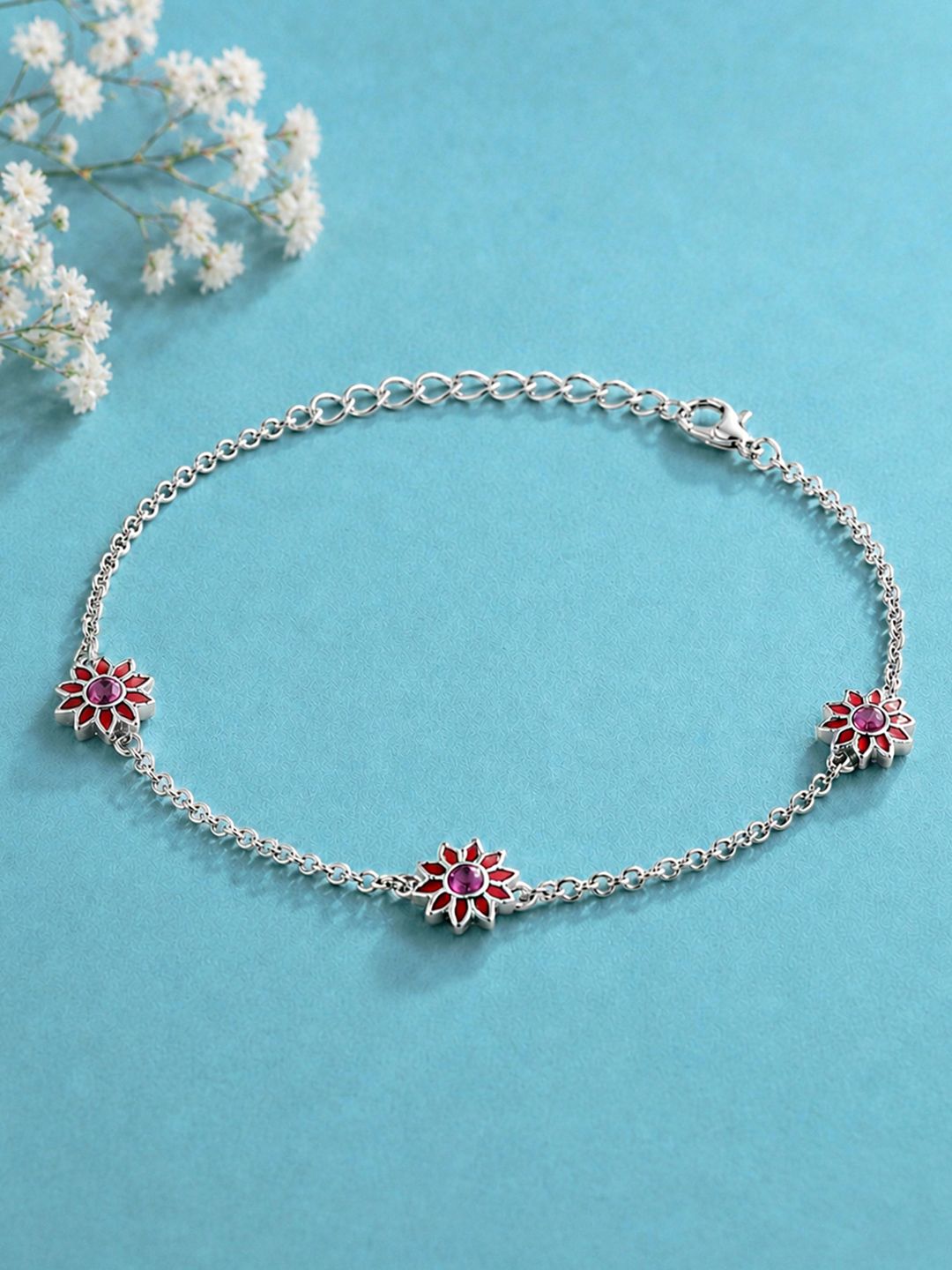 Chic Floral Silver-Toned Anklet | Stylish Artificial Payal for Women