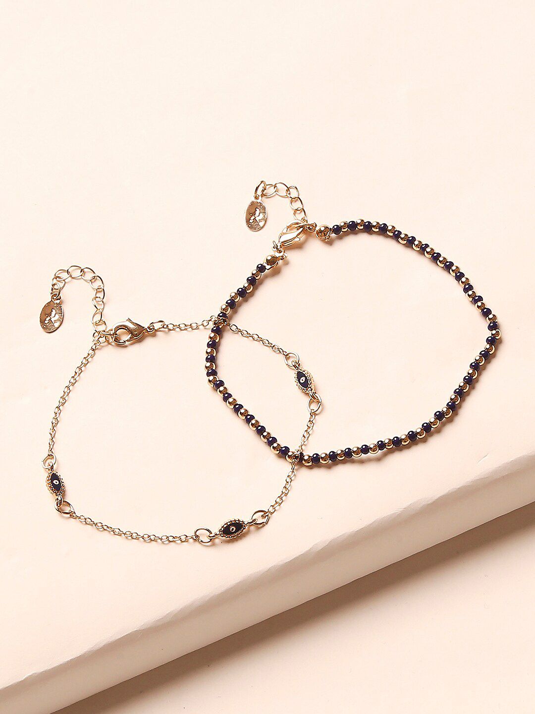 Chic Gold-Plated Anklet Set | Evil Eye & Beaded Payal for Women