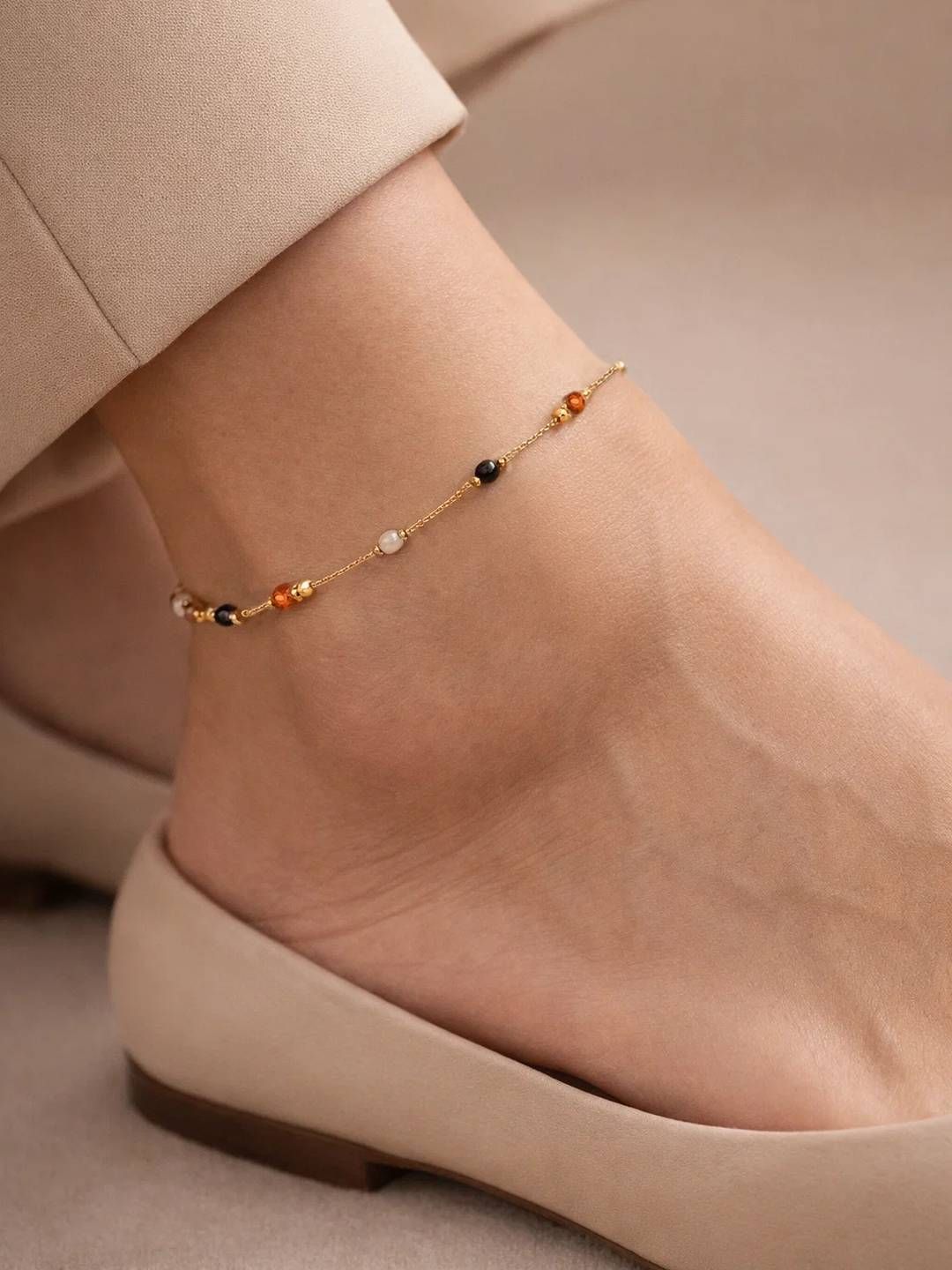 Chic & Modern: Gold-Plated Beaded Anklets for Women | Stylish Indian Payal