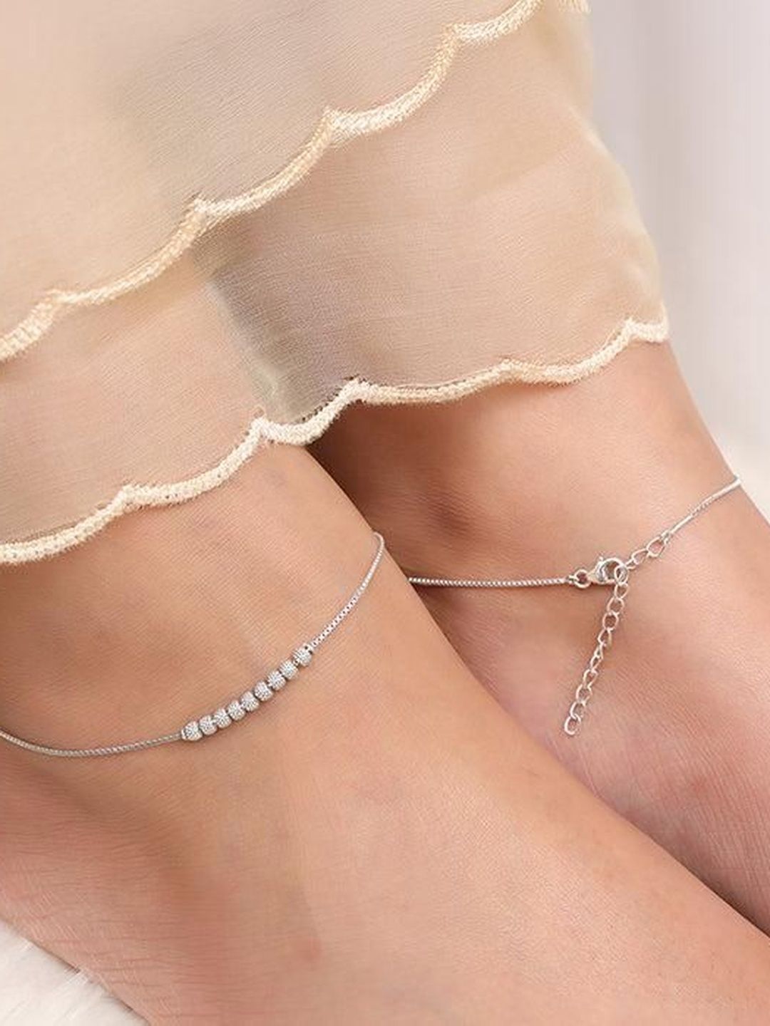 Delicate Artificial Silver Payal for Women | Stylish Indian Anklets