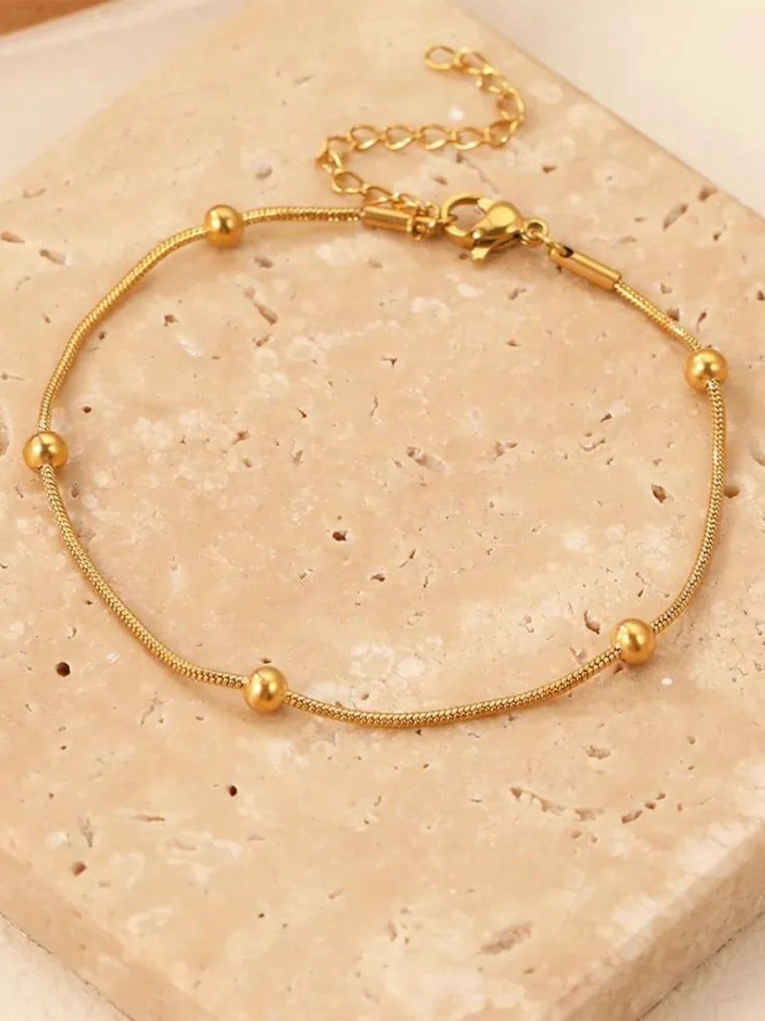 Elegant Gold-Plated Beaded Anklet | Stylish Indian Payal for Women