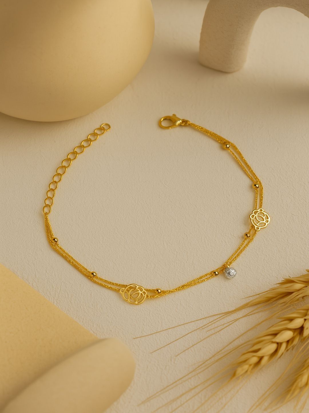 Elegant Gold-Plated Floral Payal | Stylish Artificial Anklets for Women