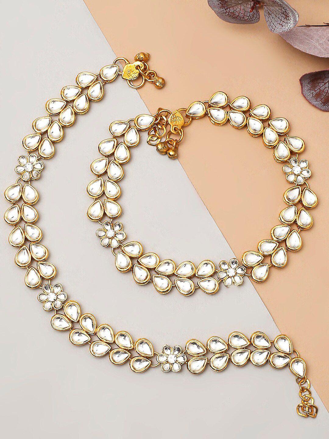 Exquisite Gold-Plated Kundan Anklets | Bridal & Festive Indian Payal for Women