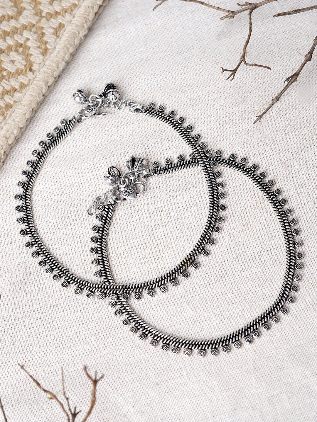 Exquisite Oxidized Silver-Plated Indian Anklets | Stylish Payal for Women