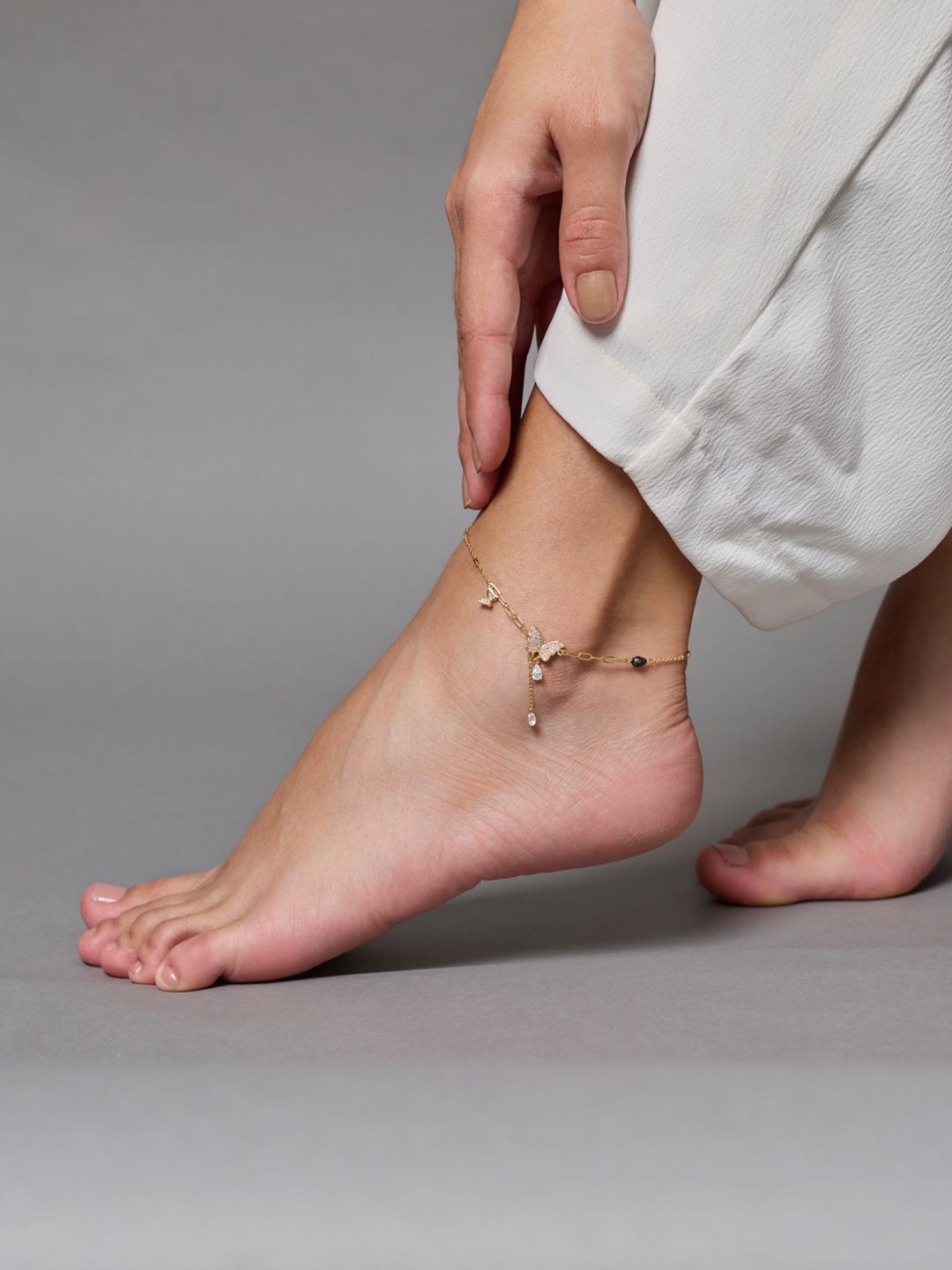 Gold-Plated Zircon Studded Anklet