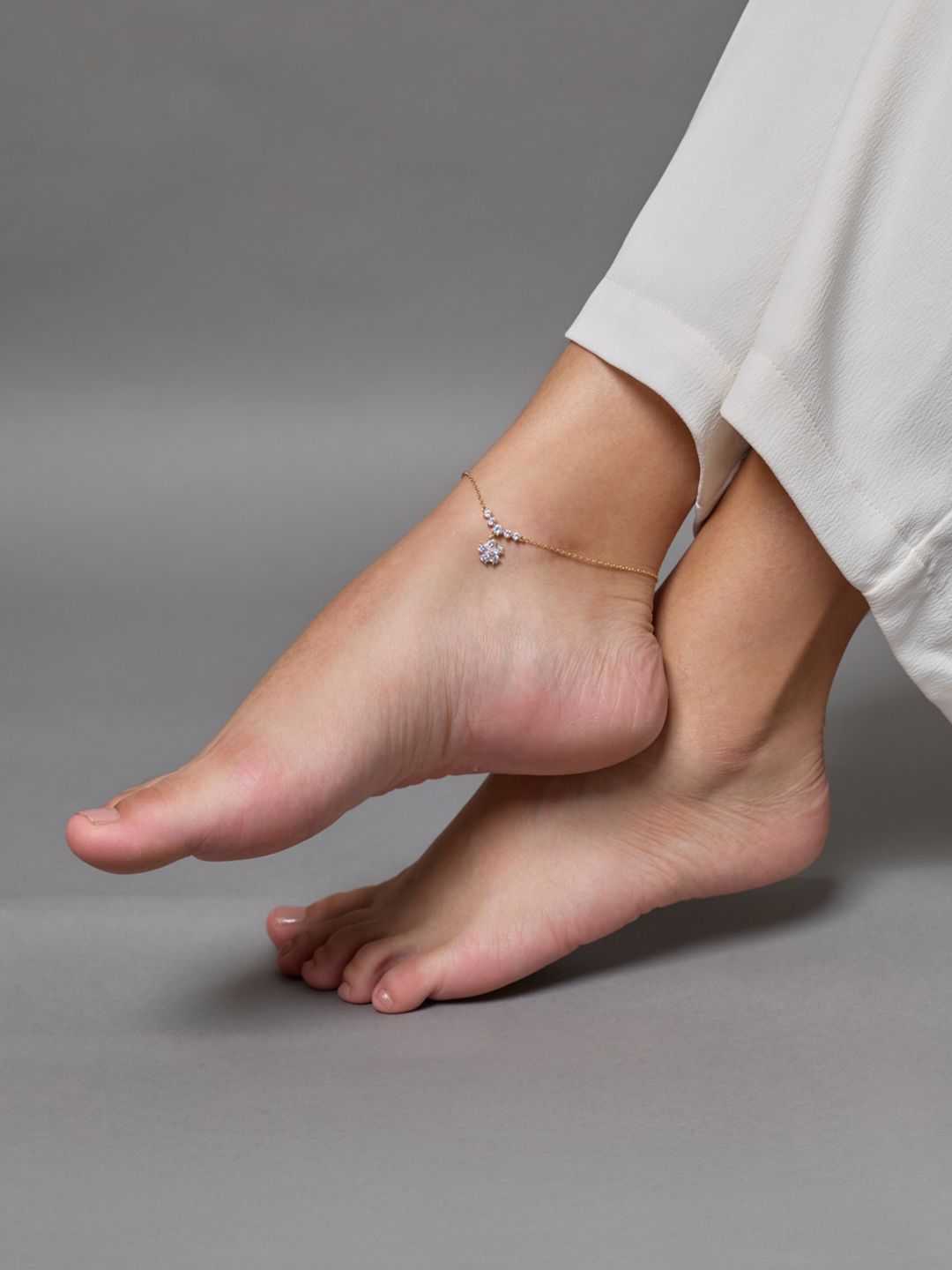 Gold-Plated Zircon Studded Anklets