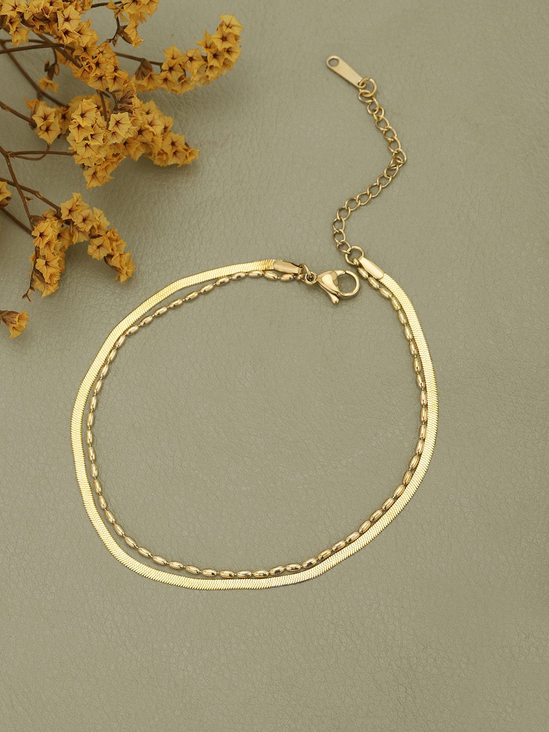 Golden Layered Anklet | Stylish Gold-Plated Payal for Women