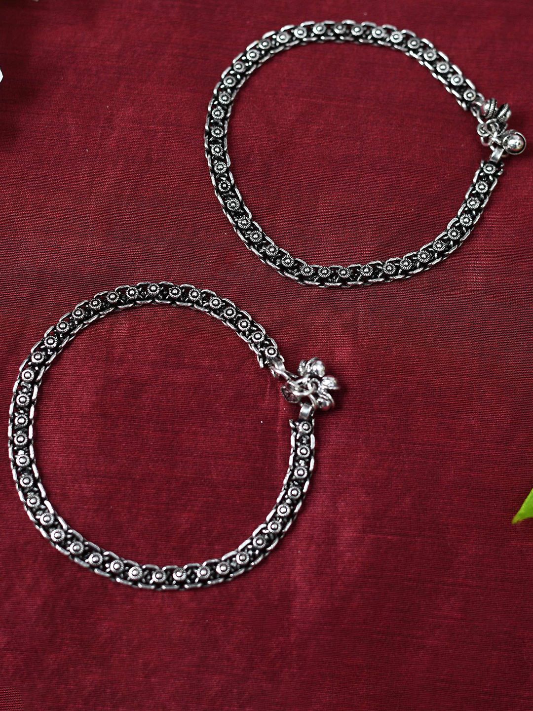 Graceful Oxidized Artificial Silver Anklets for Women | Classic Indian Payal