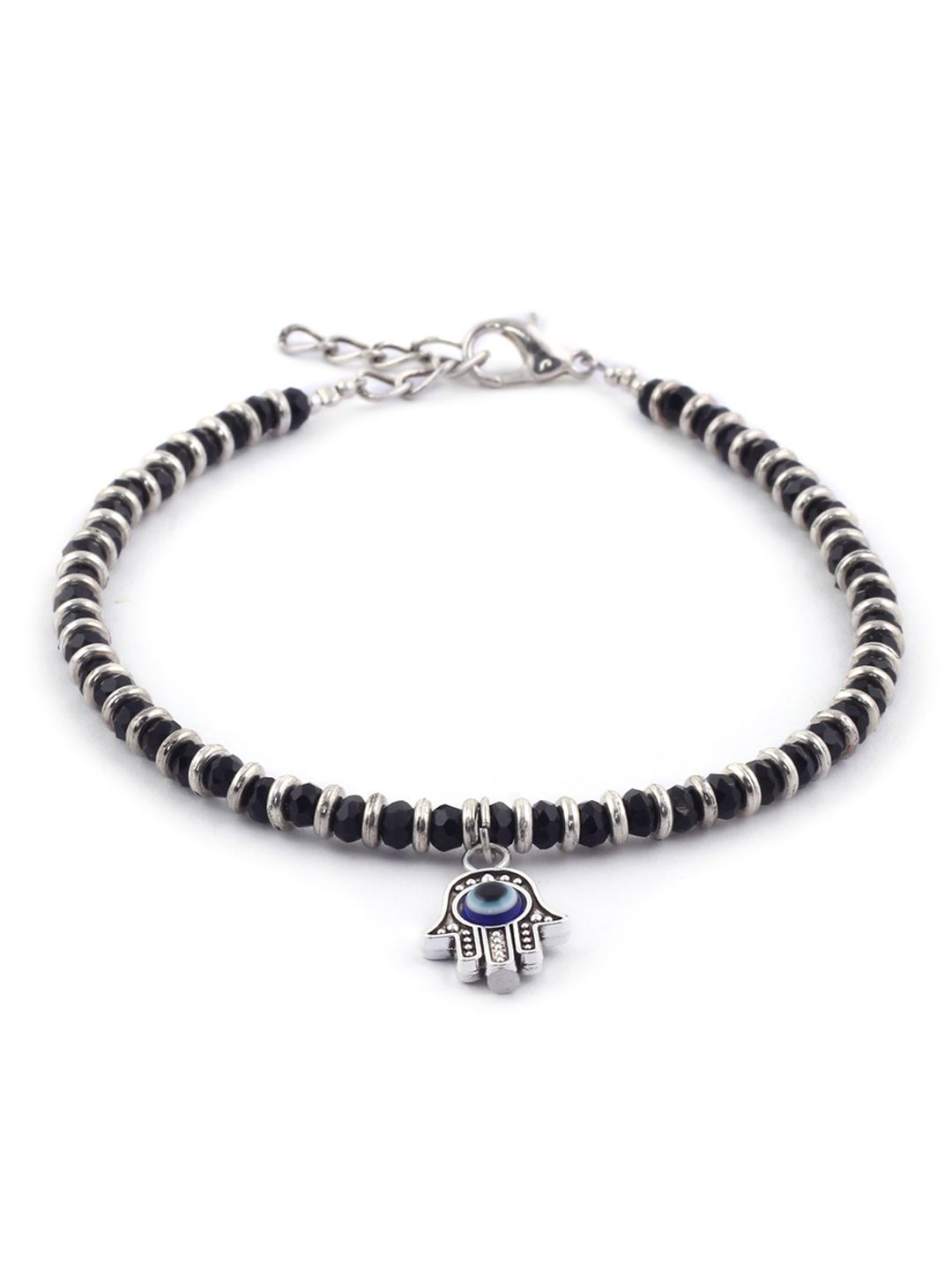 Hamsa Evil Eye Black Beaded Artificial Anklet | Stylish Payal for Women