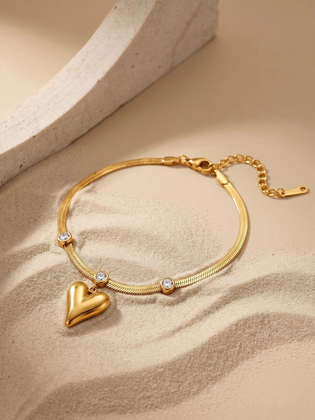 IXIA by GIVA Crystal Embellished Gold Anklets