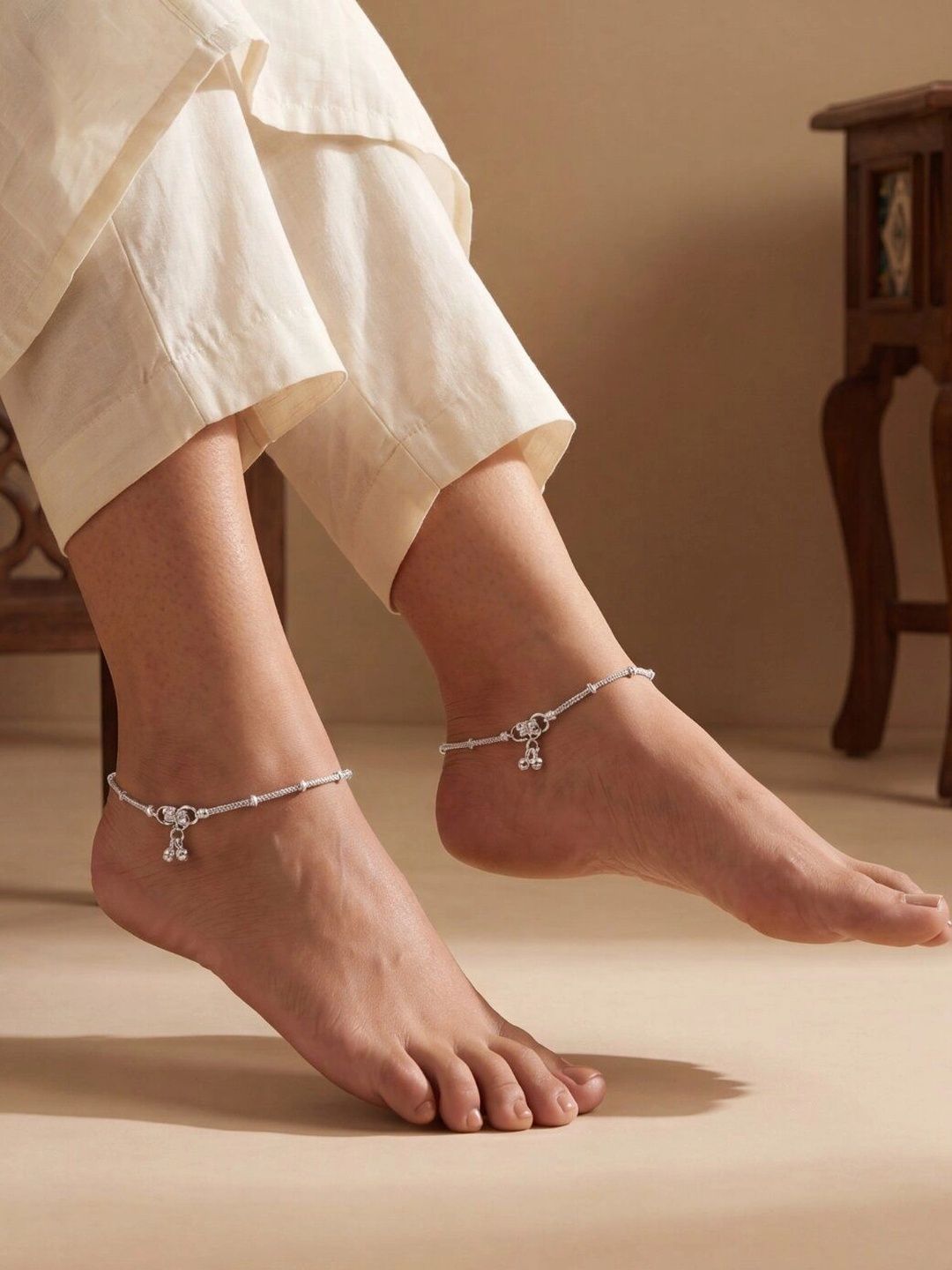 Jewar Mandi Silver Plated Anklet