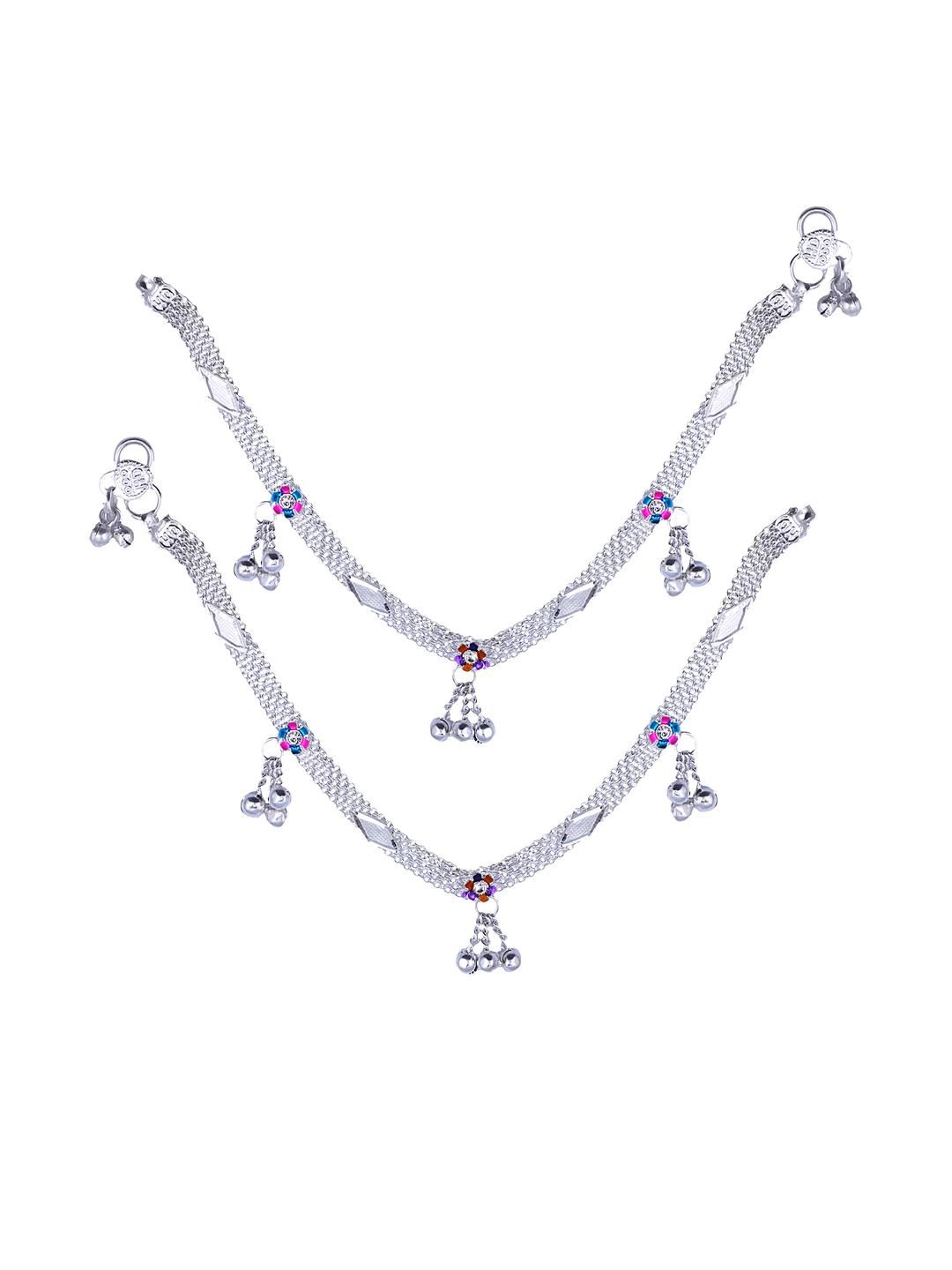 Jingle-Bells Charm: Stylish Artificial Silver Payal | Traditional Indian Anklets for Women