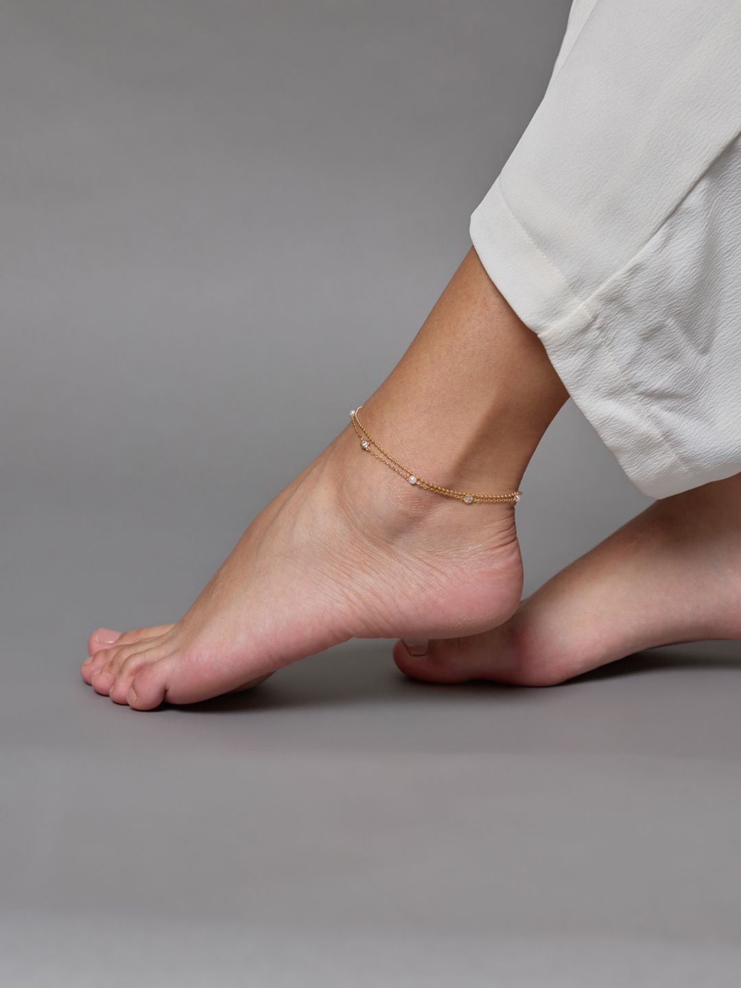 Kushal's Pearl Beaded Gold Anklet