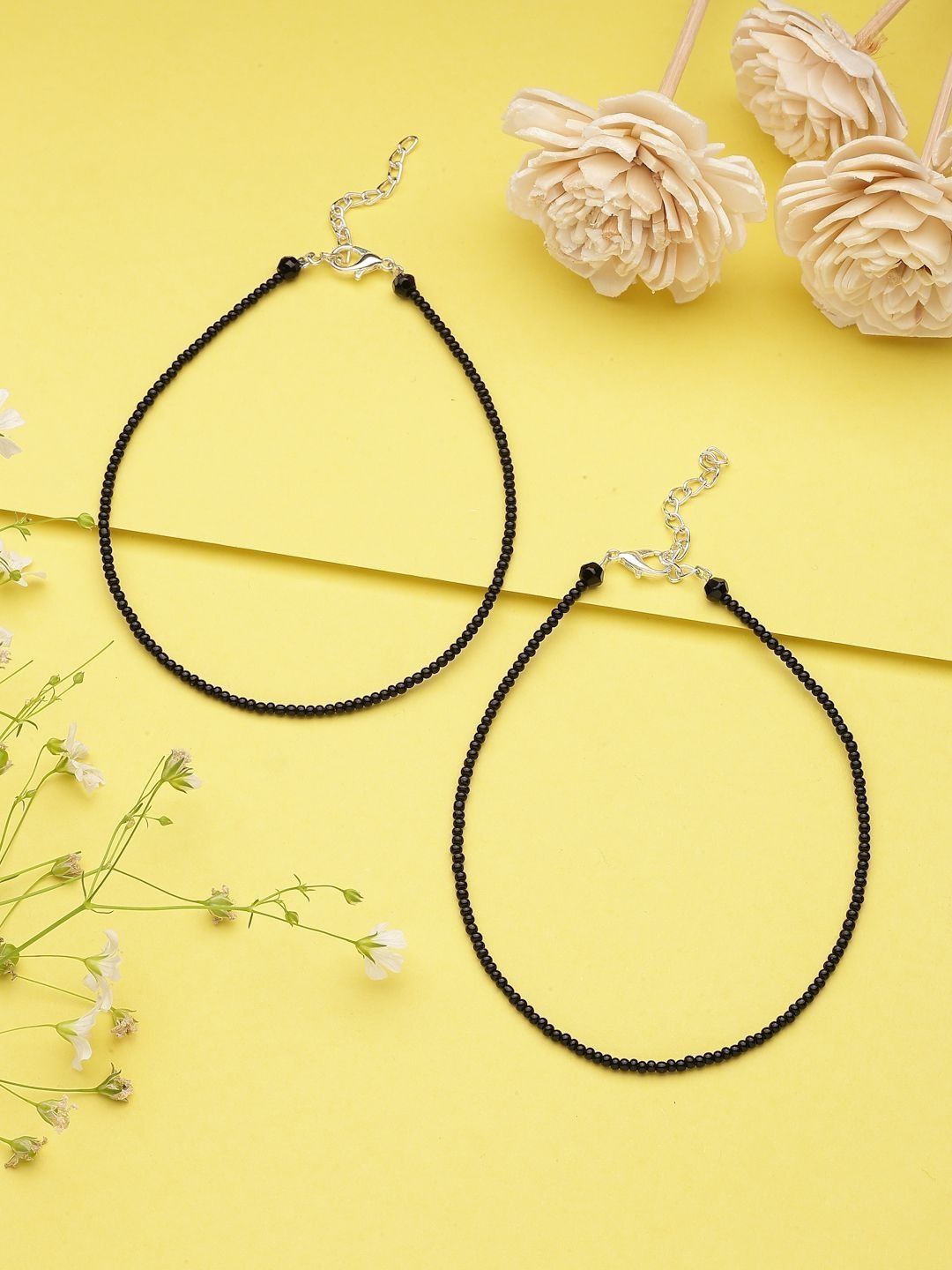 OZ Jewels Minimalist Black Beaded Anklet