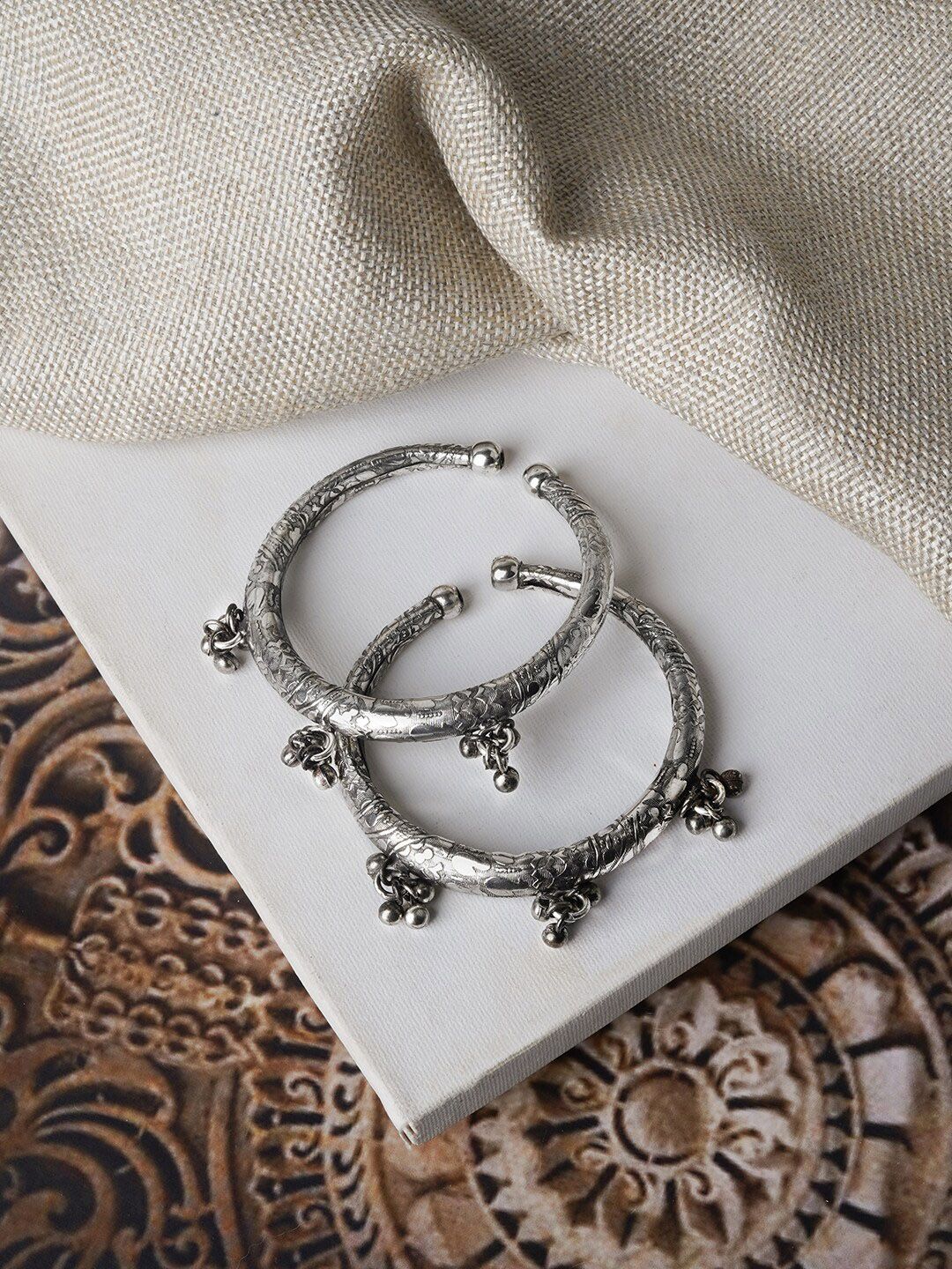 Pack of Oxidized Silver Plated Anklets
