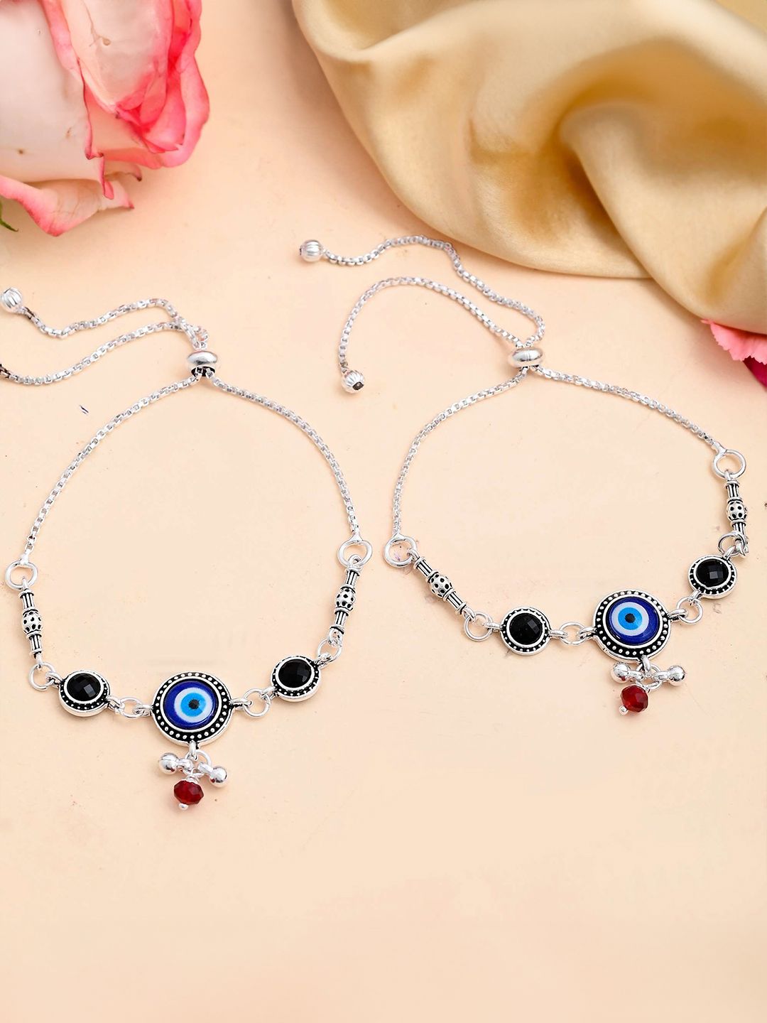 Protect & Style: Artificial Silver Evil Eye Anklets | Indian Payal for Women