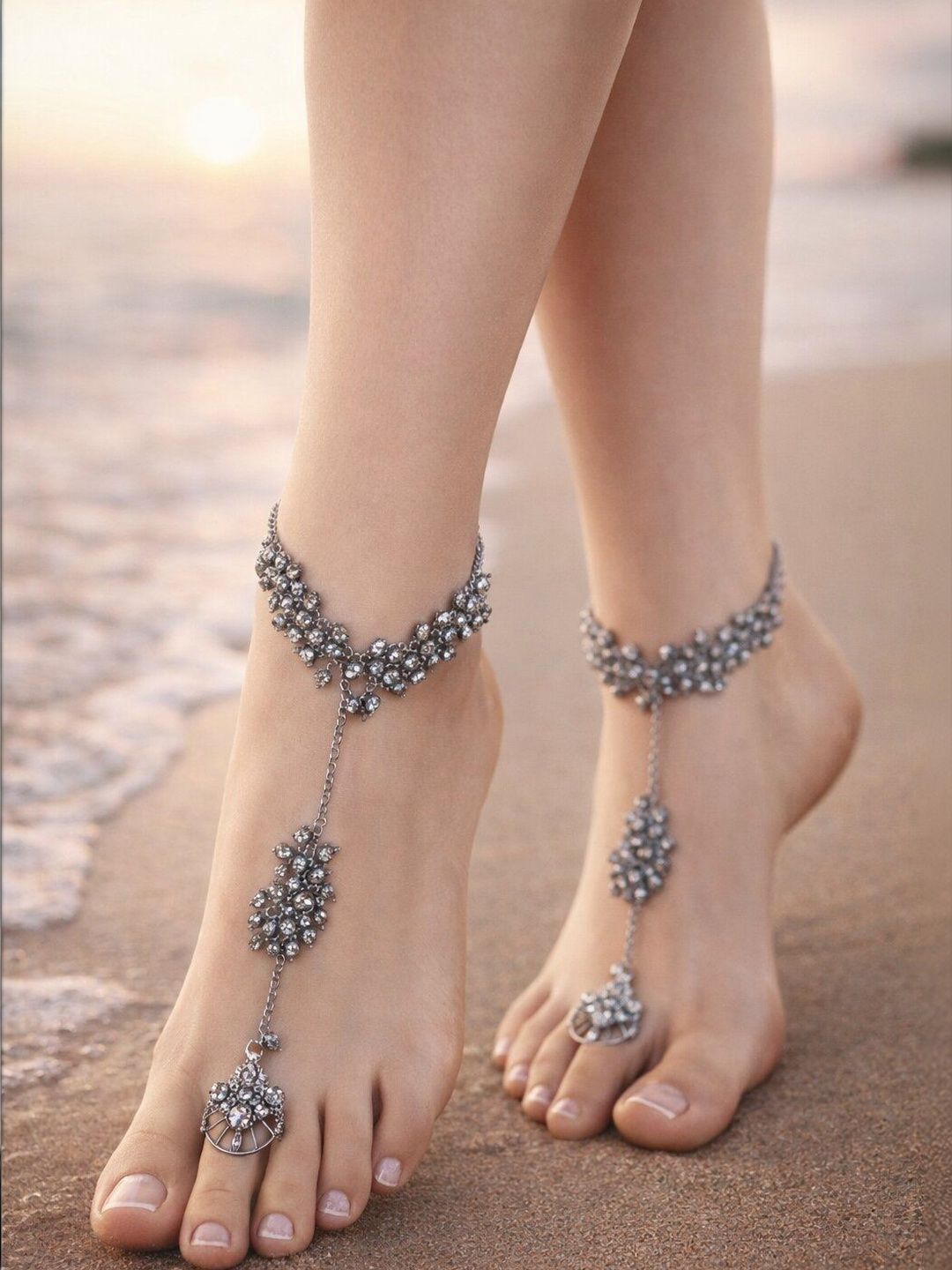 Radiant Artificial Silver Anklets | Bridal Payal & Stylish Toe Rings for Women
