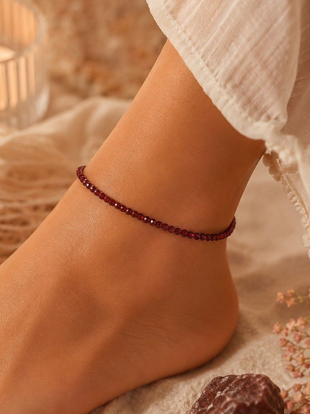 Red Beaded Artificial Anklet for Women | Stylish Indian Payal Designs