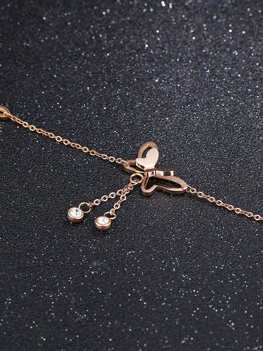 Rose Gold-Plated Butterfly Anklet for Women | Stylish Indian Payal
