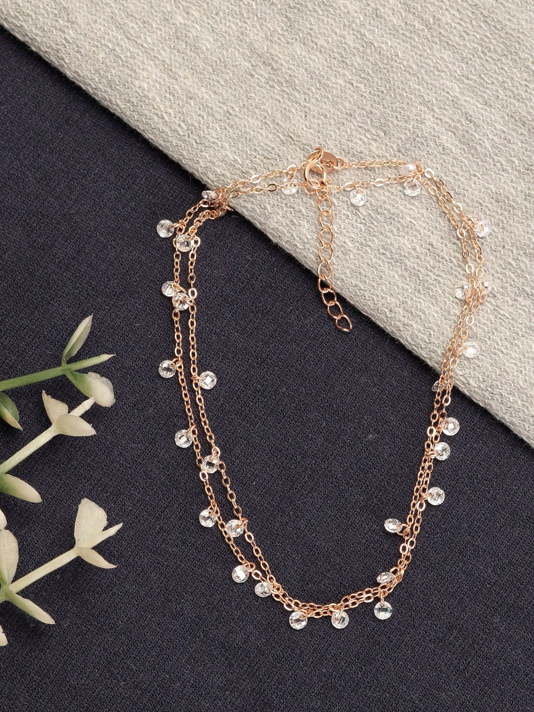 Shimmering Gold-Plated Double Layer Anklet | Stylish Indian Payal for Women