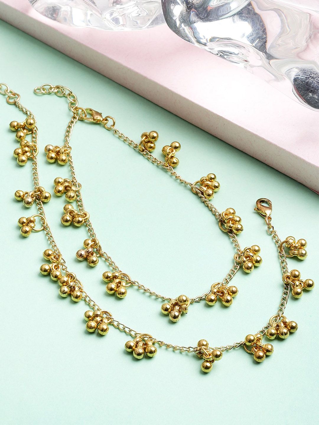 Shimmering Gold-Plated Indian Anklets (Payal) for Women | Stylish Artificial Jewelry