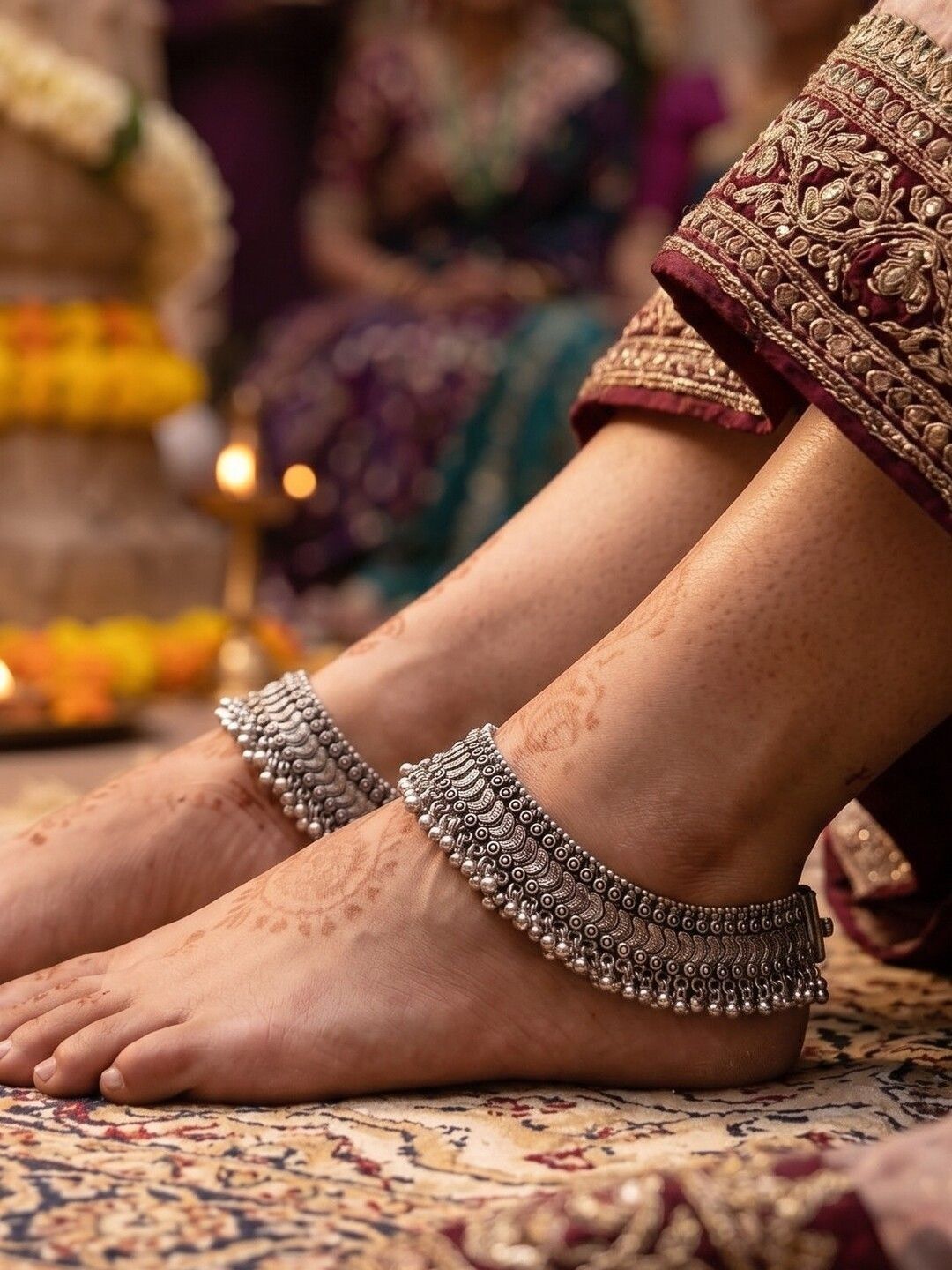 Shop Artificial Silver-Toned Anklets (Payal) | Indian Bridal & Festive Designs