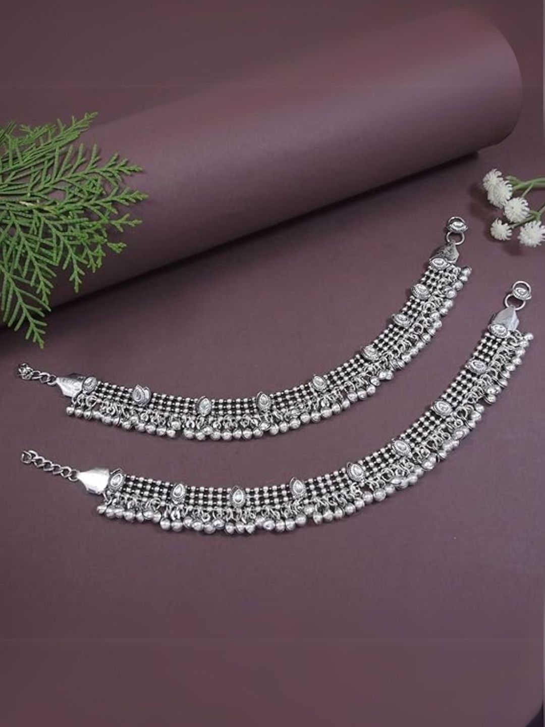 Shop Traditional Oxidized Silver-Plated Indian Anklets (Payal) for Women