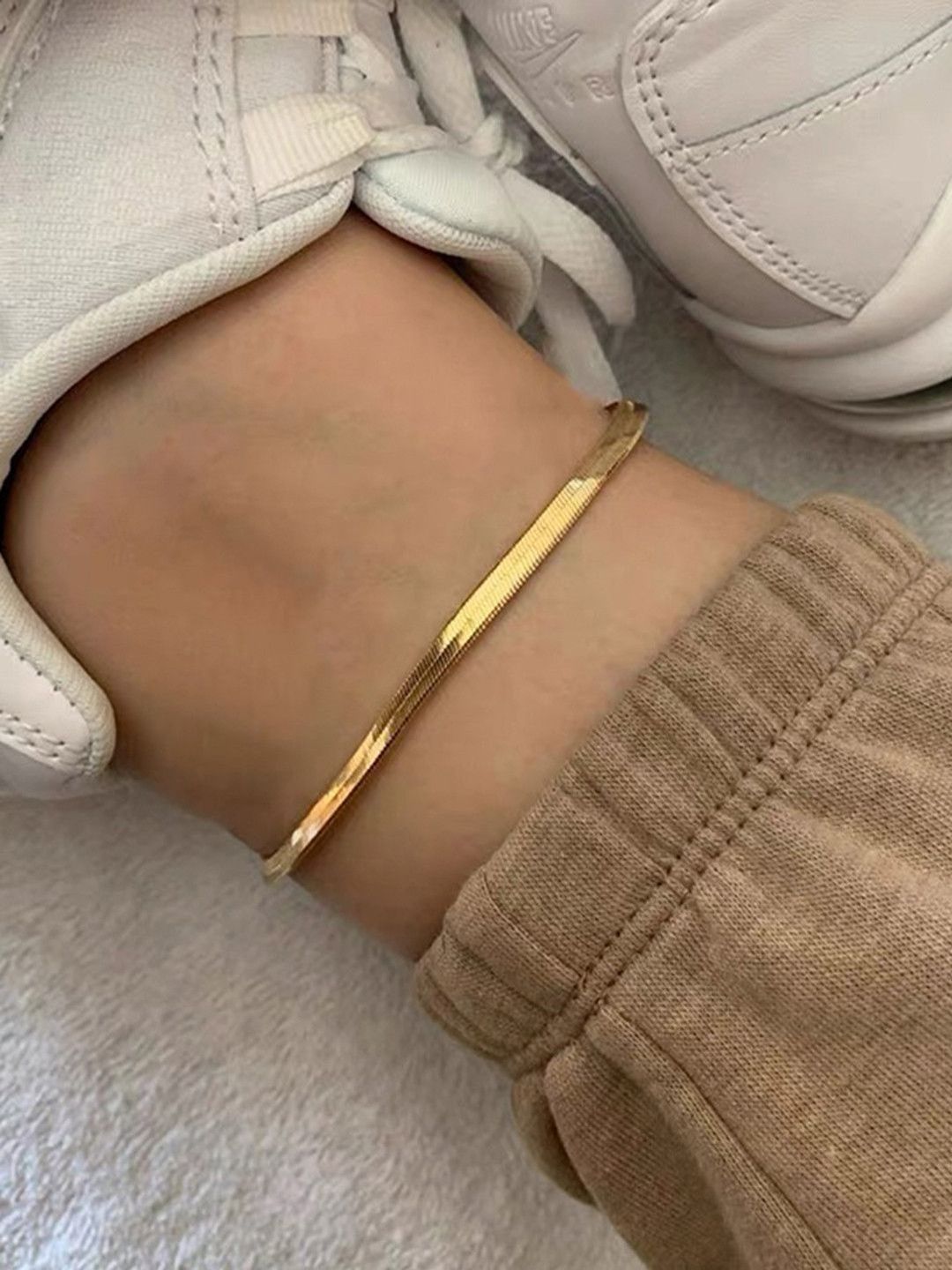 Sleek Gold-Plated Flat Chain Anklet | Modern Stylish Payal for Women