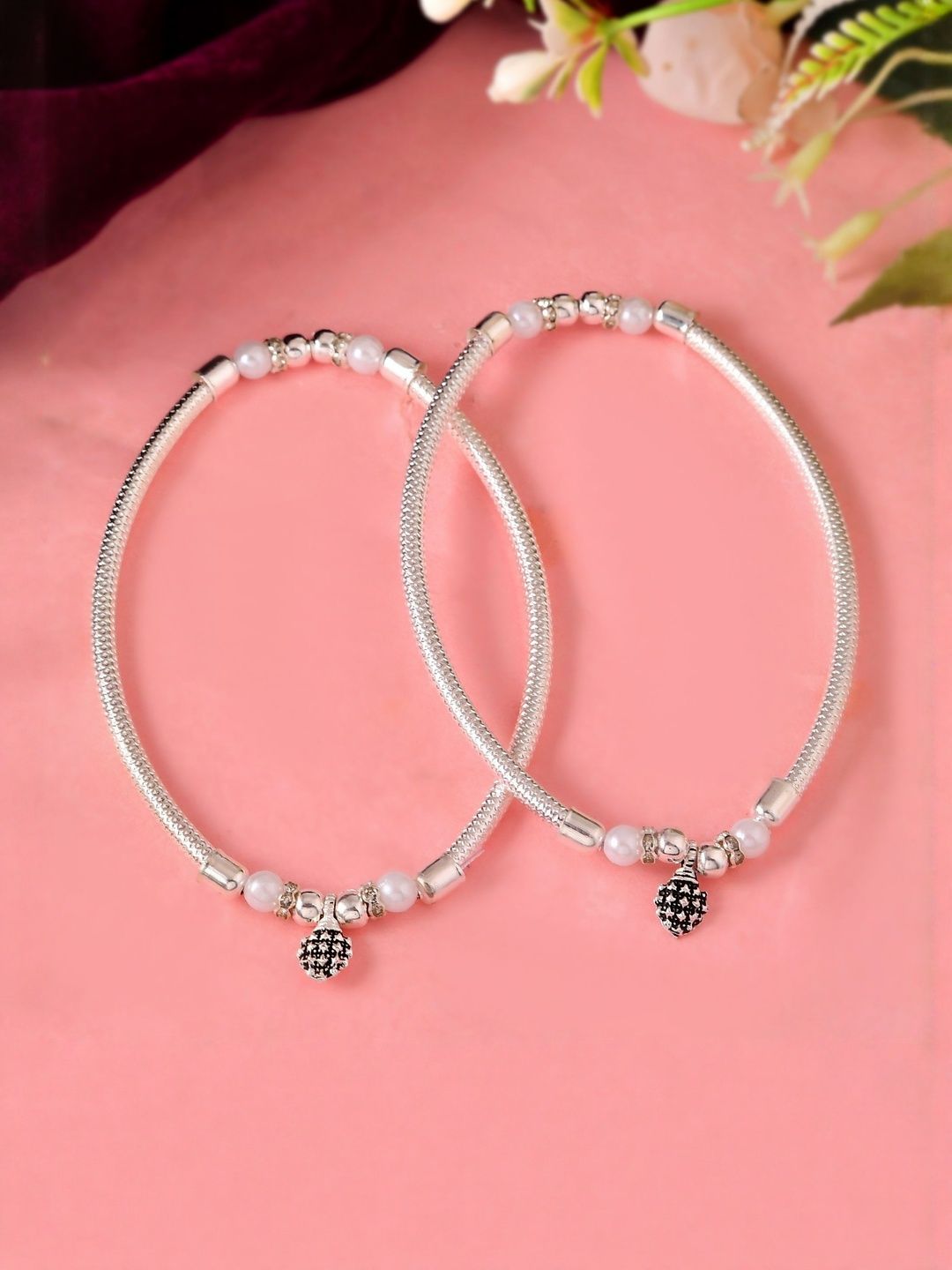 Sparkle & Style: Artificial Silver-Toned Pearl Payal for Indian Women | Fashion Anklets