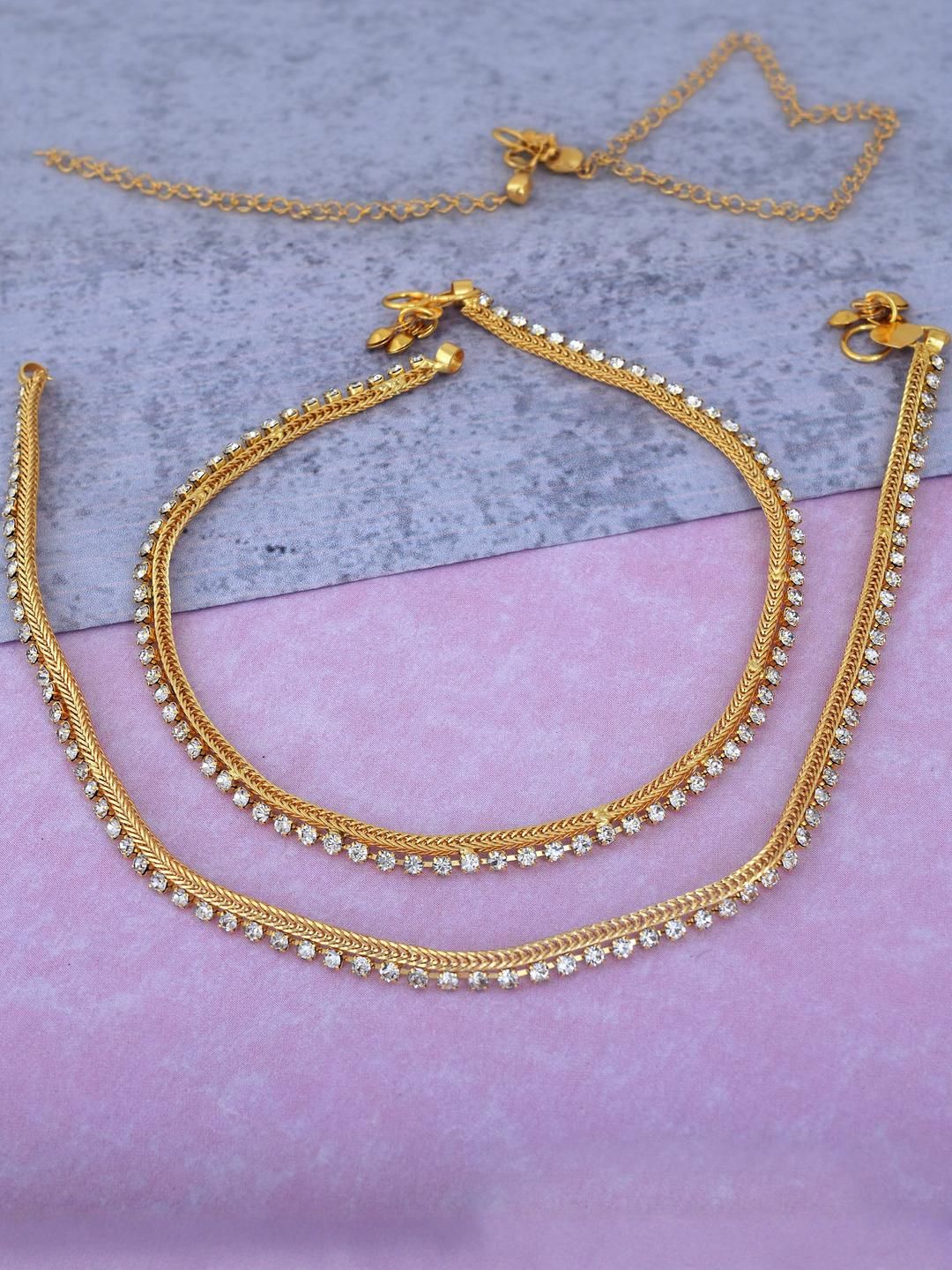 Sparkling Gold-Plated Indian Anklets for Women | Stylish Payal