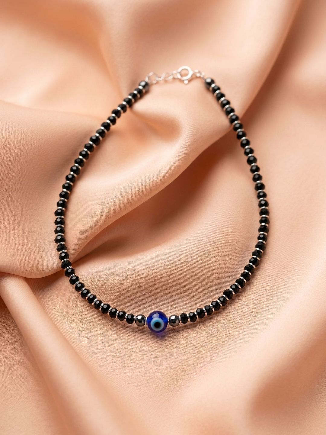 Sterling Silver Evil Eye Beaded Nazariya Anklets