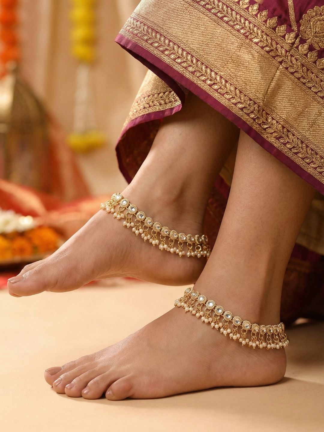 Stunning Gold-Plated Indian Anklets (Payal) for Women | Shop Stylish & Bridal Designs