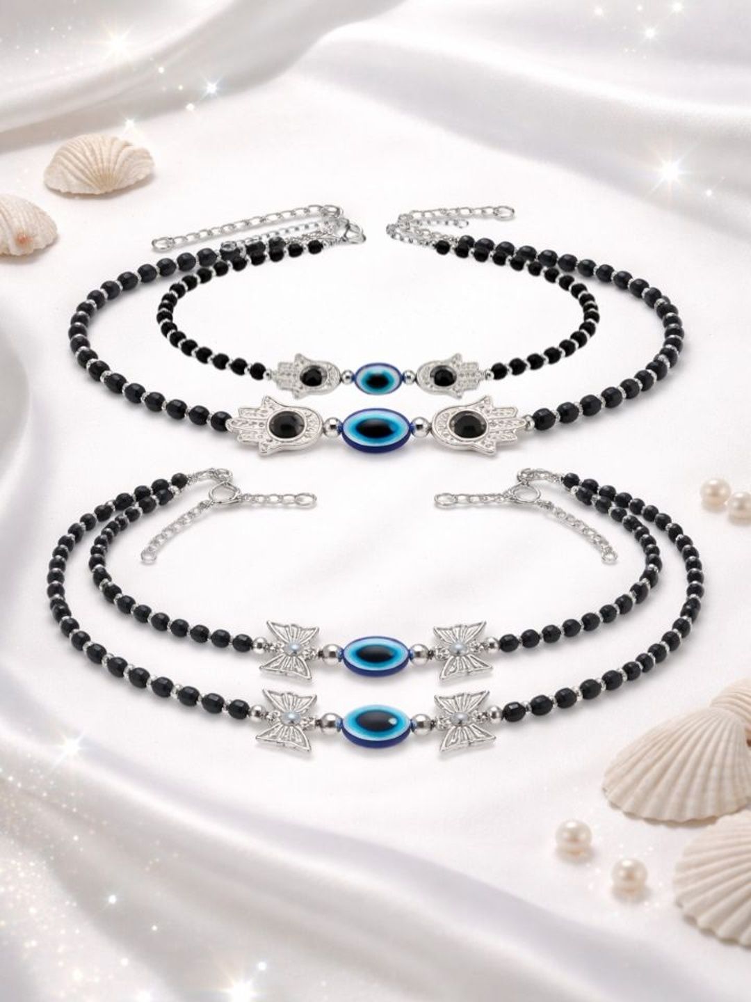 Stylish Artificial Silver Anklets for Women | Evil Eye & Hamsa Payal Designs