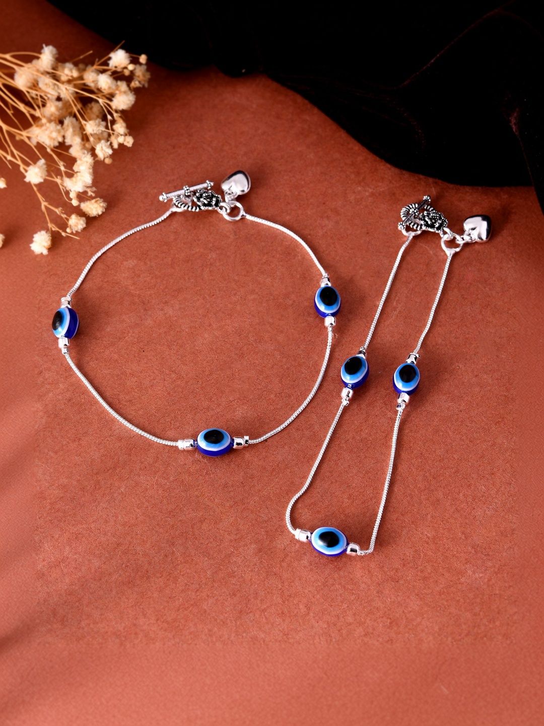 Stylish Evil Eye Silver-Plated Anklets for Women | Modern Indian Payal