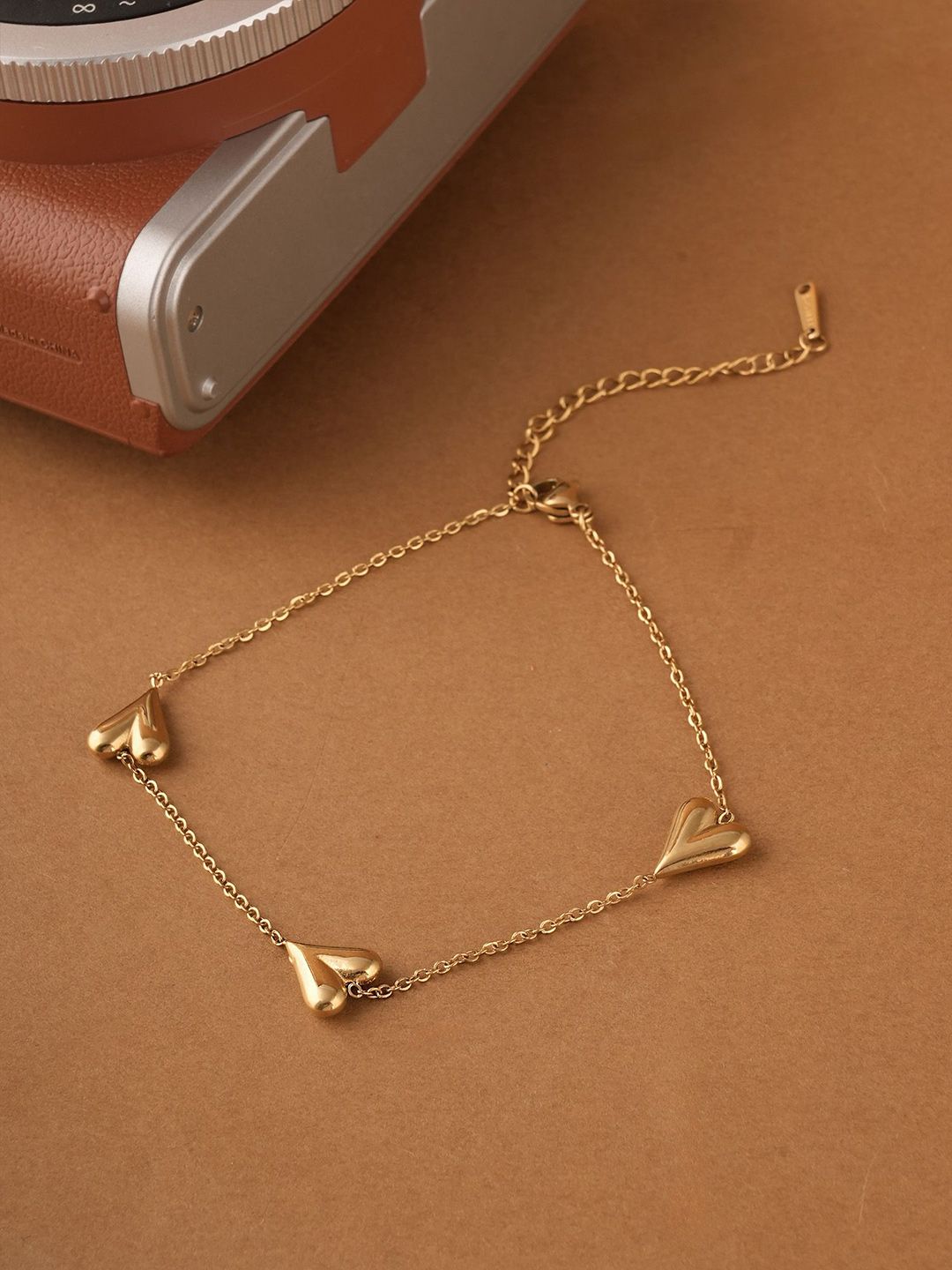 Stylish Gold-Plated Heart Anklet | Modern Indian Payal for Women