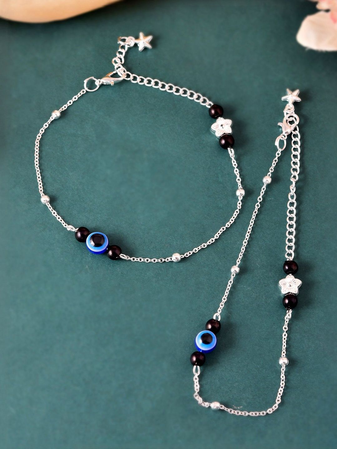 Trendy Silver-Plated Evil Eye Payal | Stylish Indian Anklets for Women