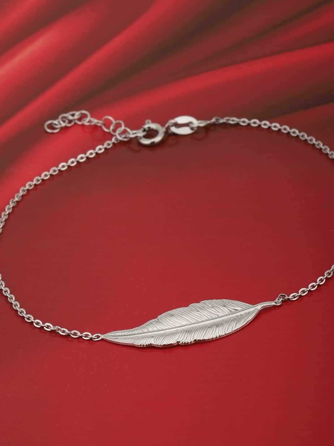 VANBELLE Silver Feather Charm Anklet
