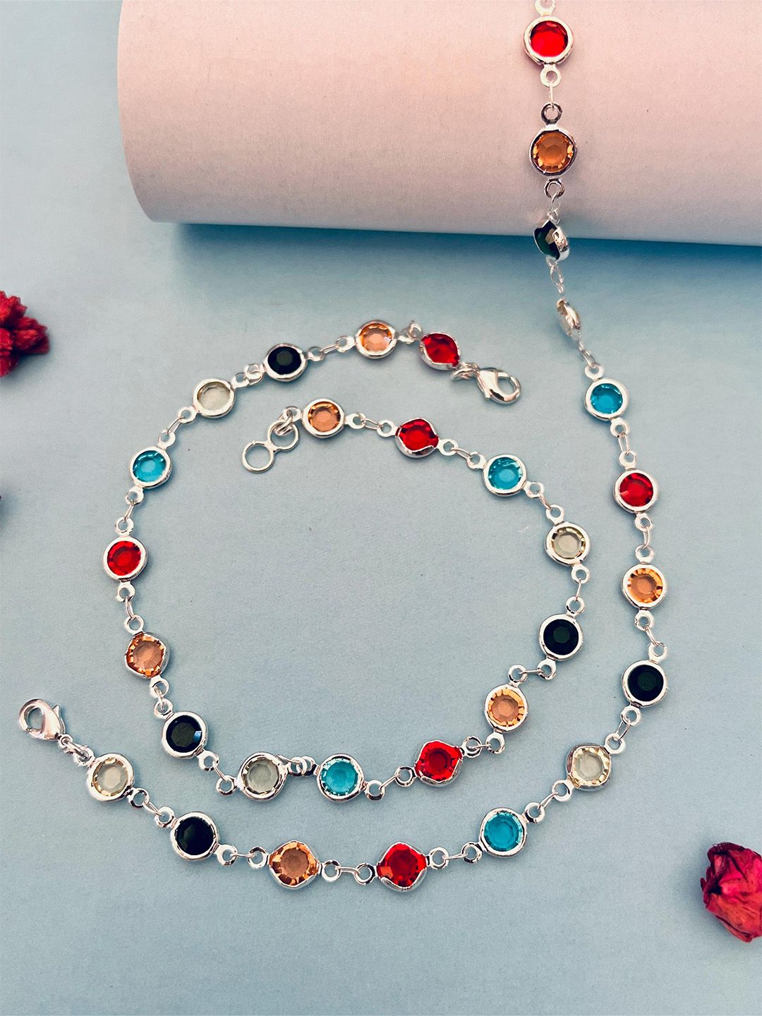 Vibrant Multi-Color Artificial Anklets (Payal) for Women | Stylish Indian Fashion