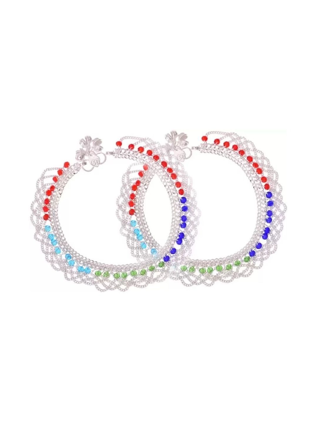 Vibrant Multi-Layered Artificial Silver Payal | Stylish Beaded Indian Anklets for Women