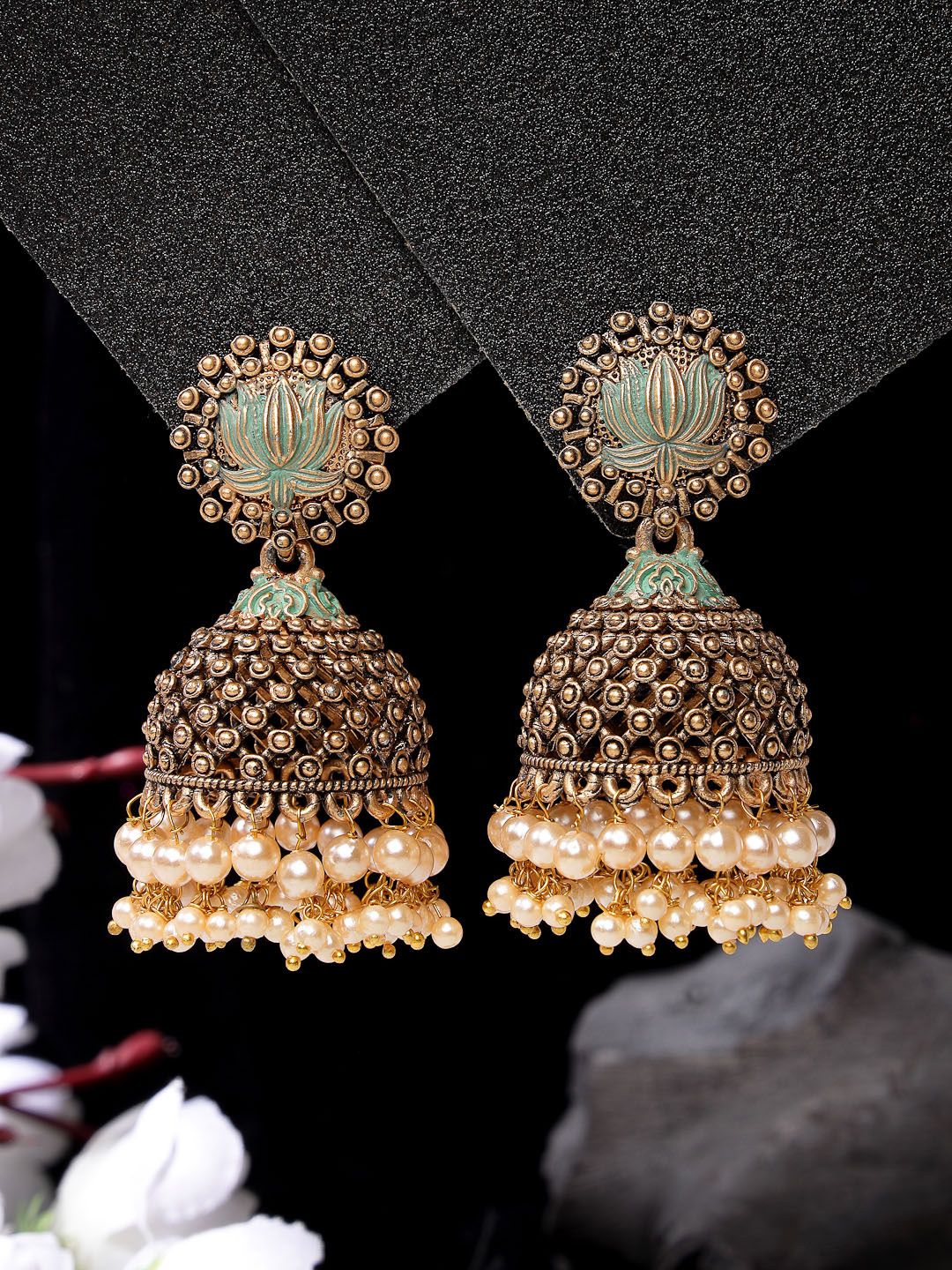 ADIVA Elegant Gold Jhumka for Women