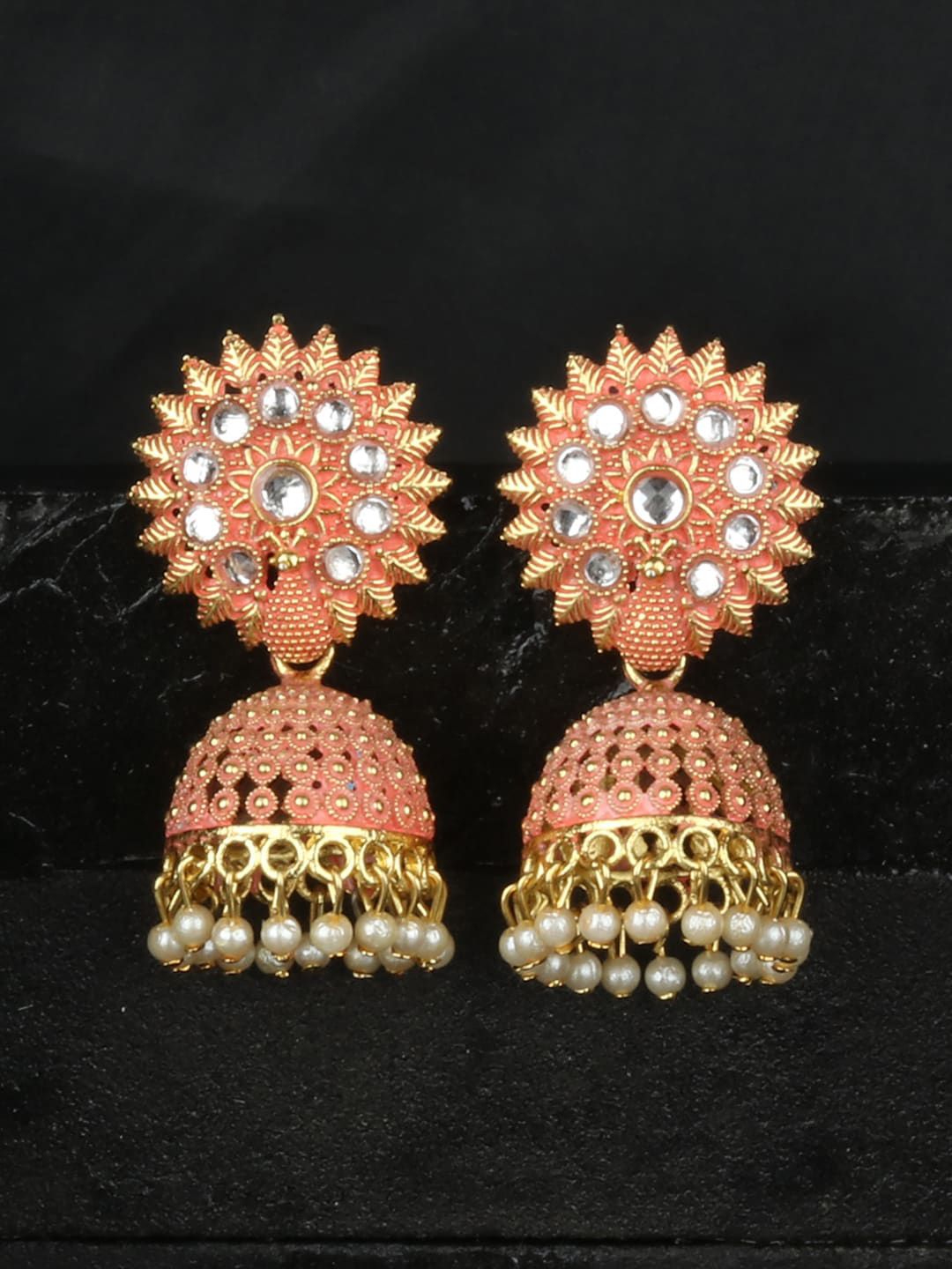 ANIKAS CREATION Peach Contemporary Jhumka for Women