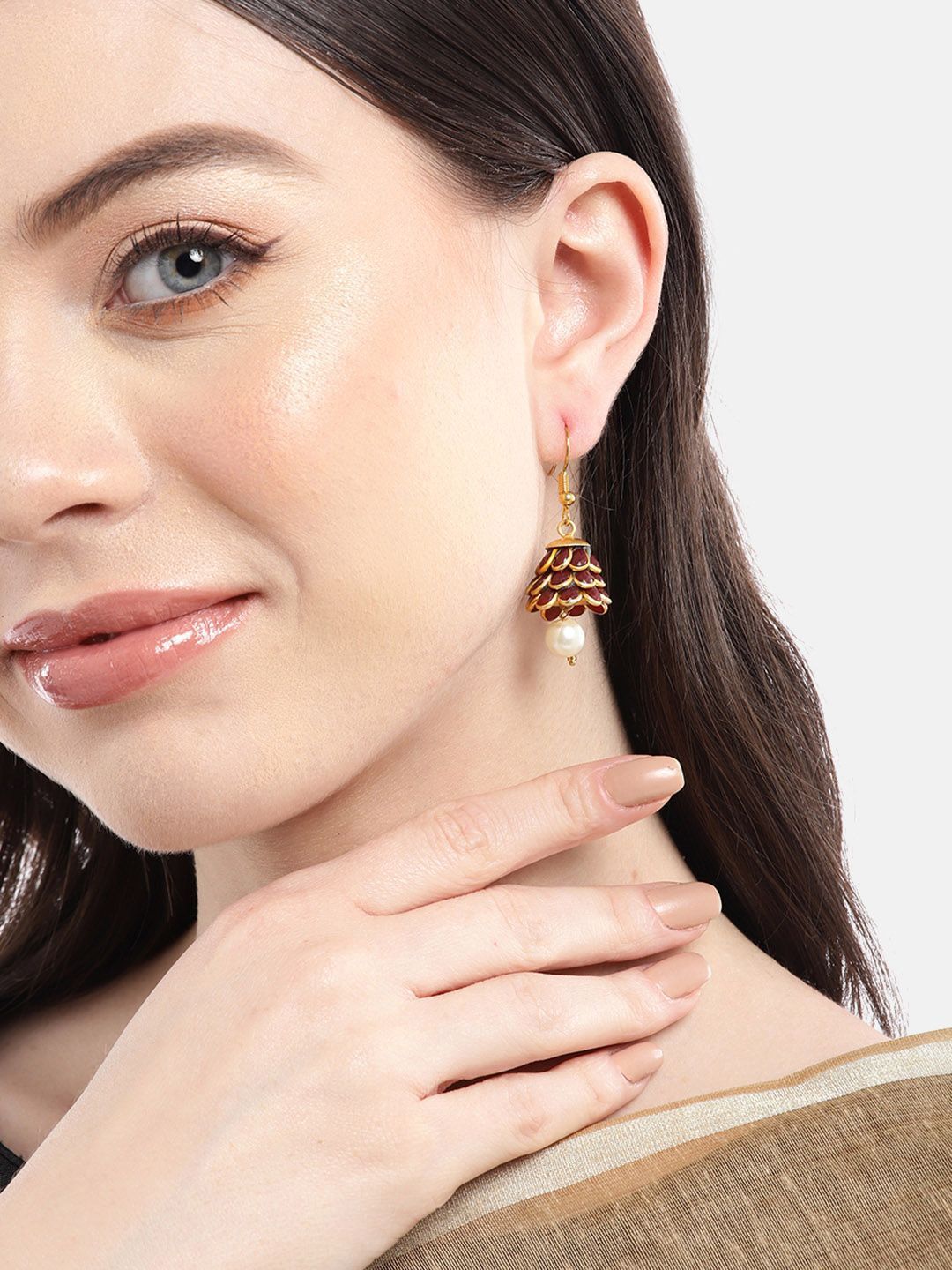 Anouk Gold-Plated Beaded Dome Jhumka