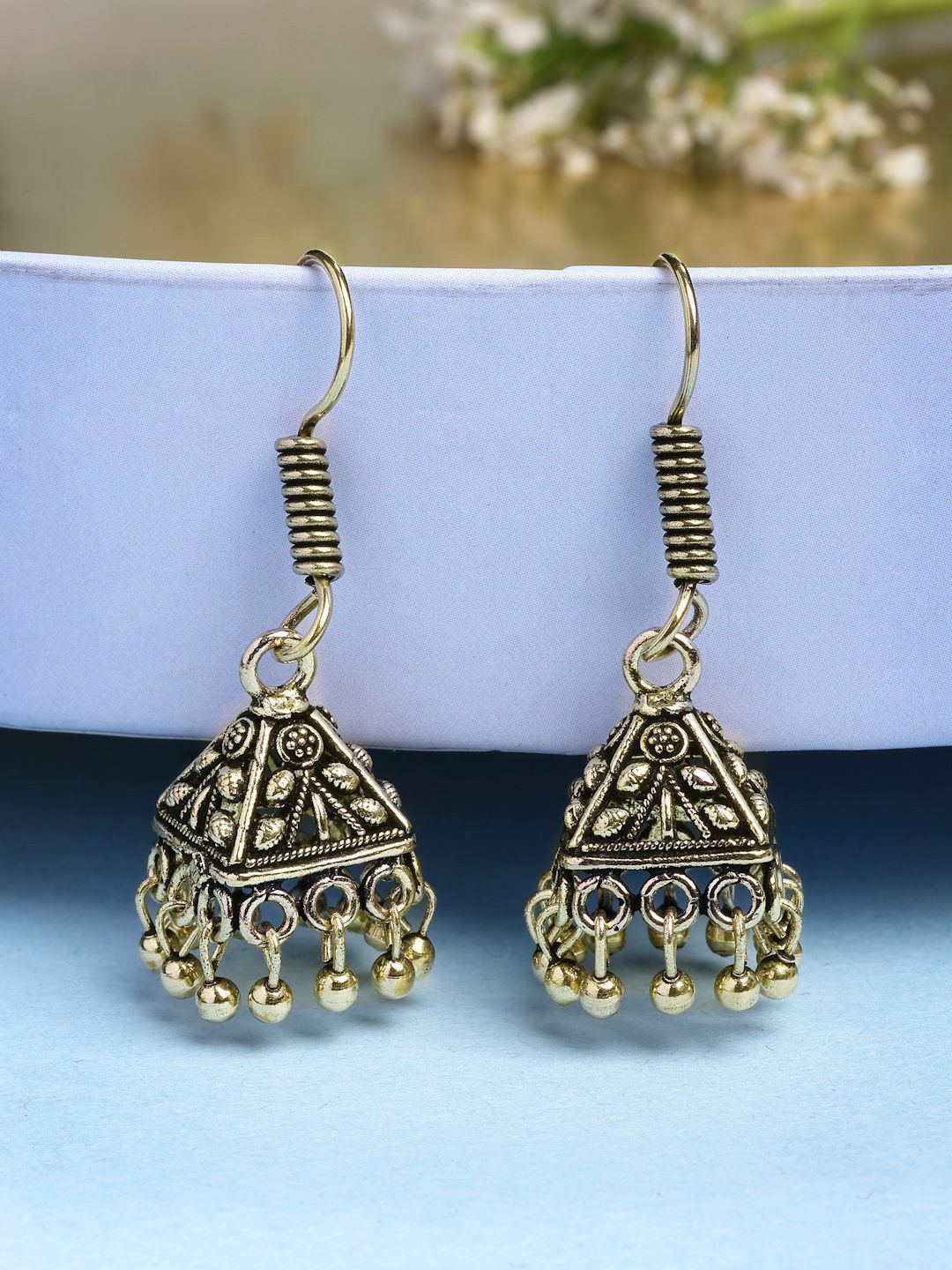 Anouk Gold Plated Oxidised Jhumka for Women