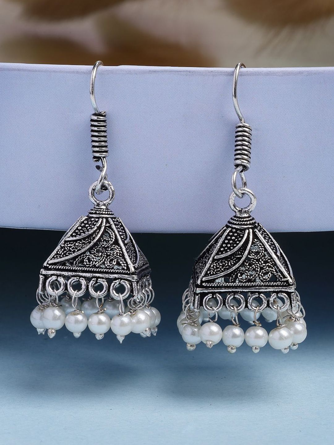 Anouk Oxidised Beaded Dome Jhumka for women