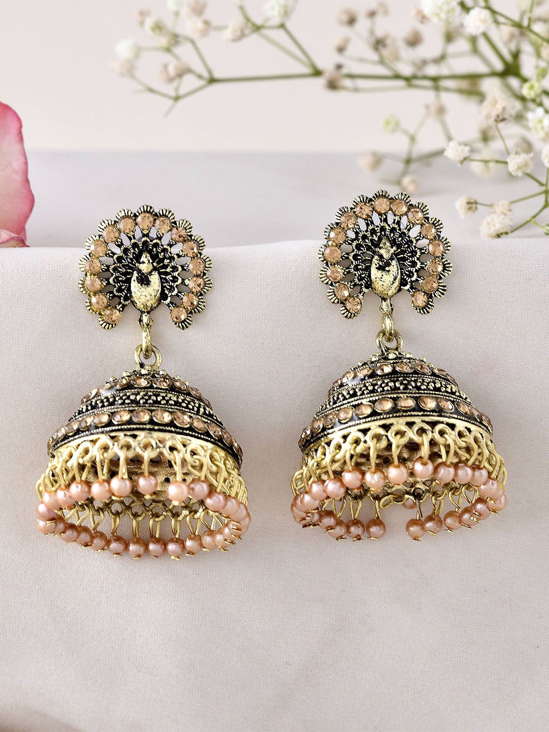 Anouk Stainless Steel Floral Jhumka for Women